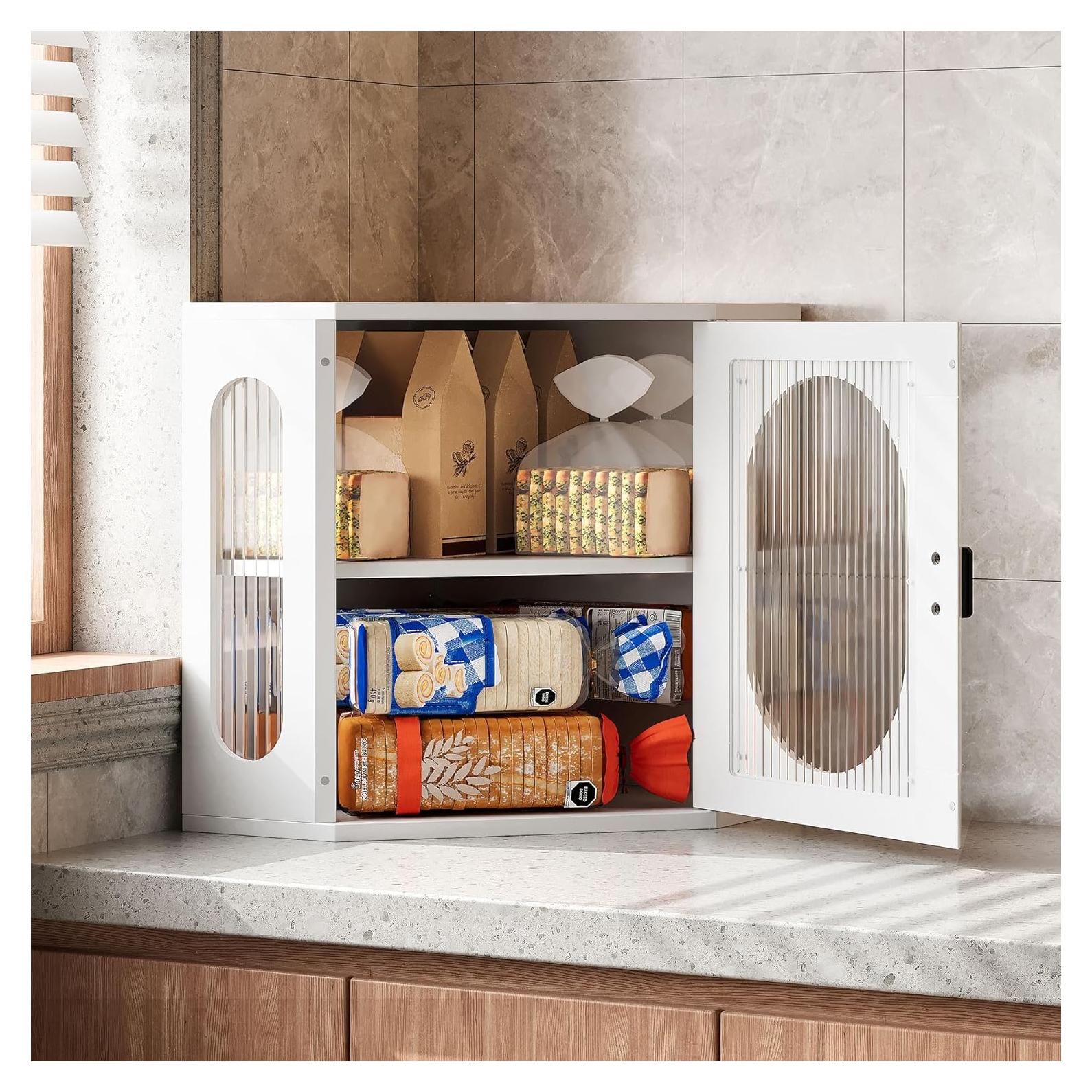 Caja de Pan Esquinera Minton de Madera Ajustable Blanca