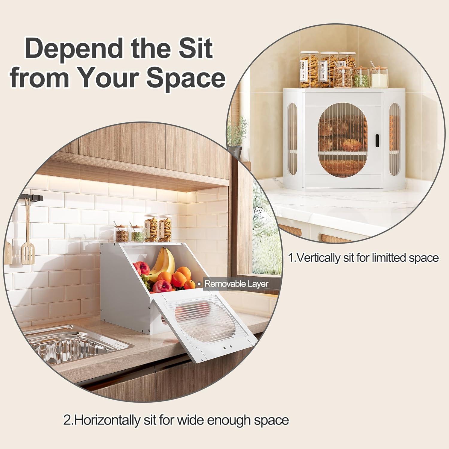 Caja de Pan Esquinera Minton de Madera Ajustable Blanca