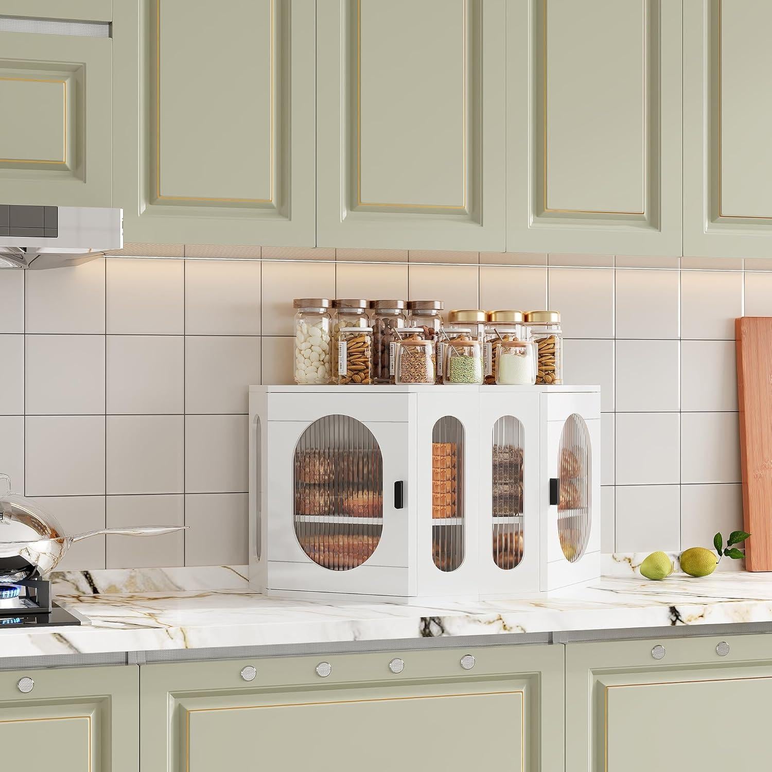 Caja de Pan Esquinera Minton de Madera Ajustable Blanca