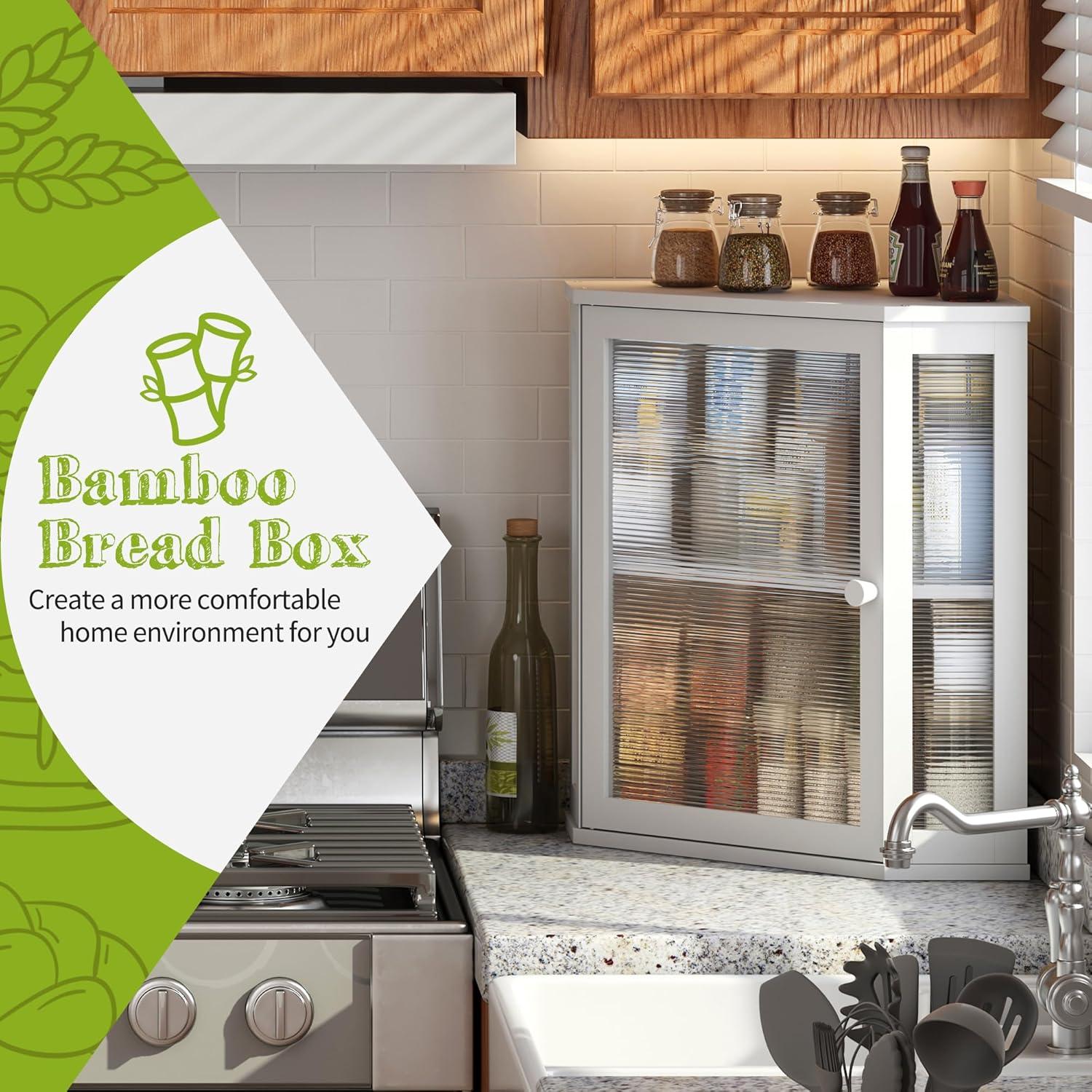 Caja de Pan Doble BMOSU Extra Grande de Bambú Blanca