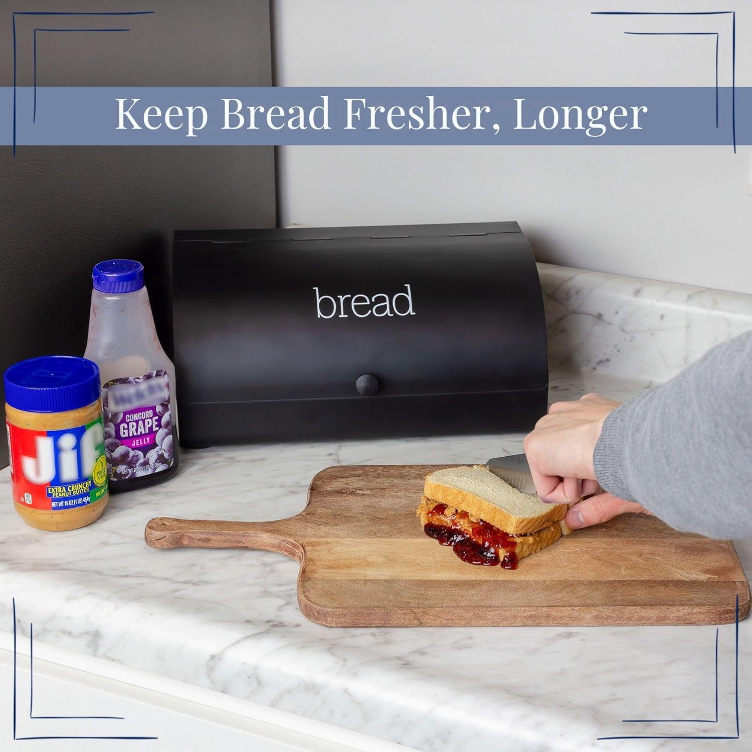 Caja de Pan Negra AuldHome Design 33x20x15 cm Estilo Retro