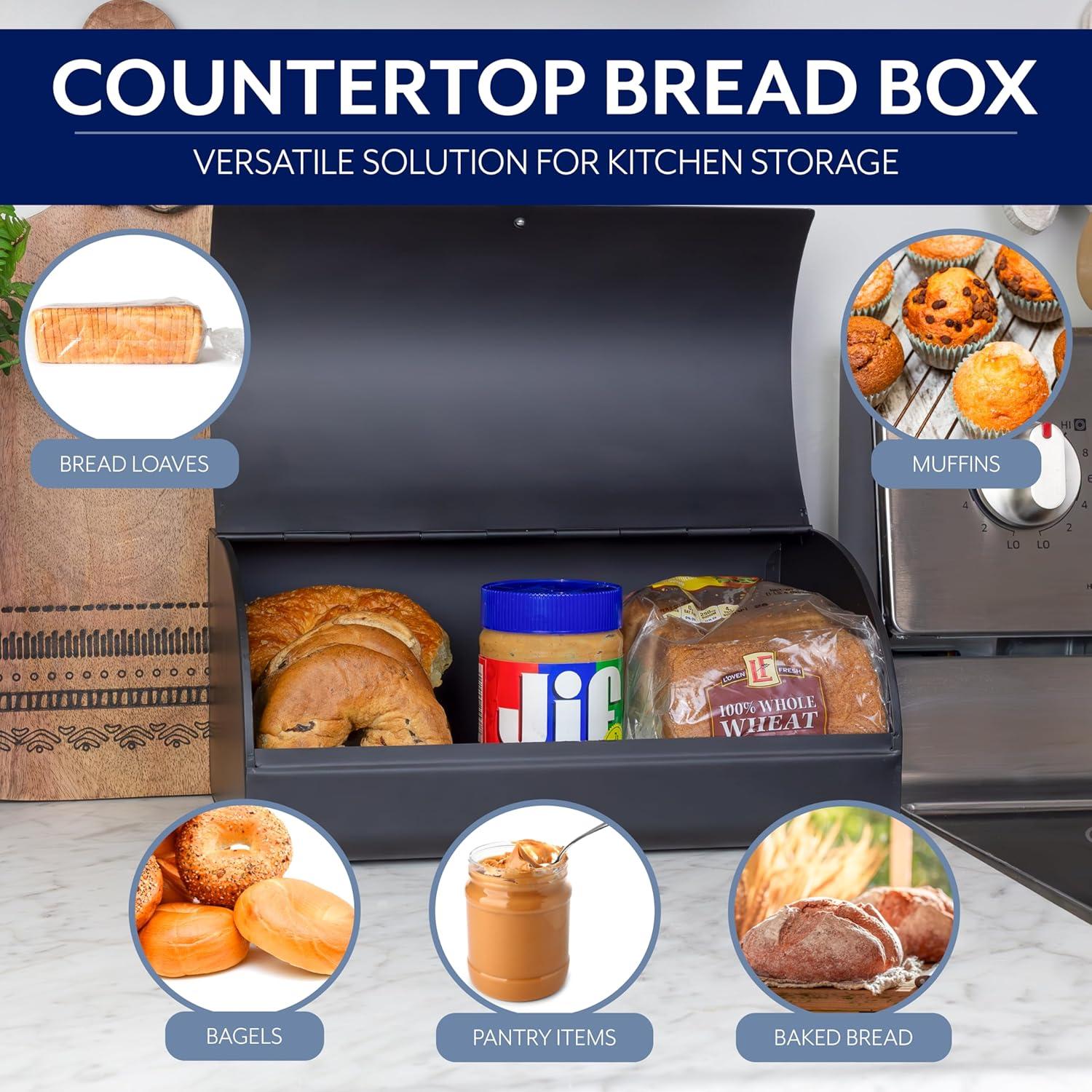 Caja de Pan Negra AuldHome Design 33x20x15 cm Estilo Retro