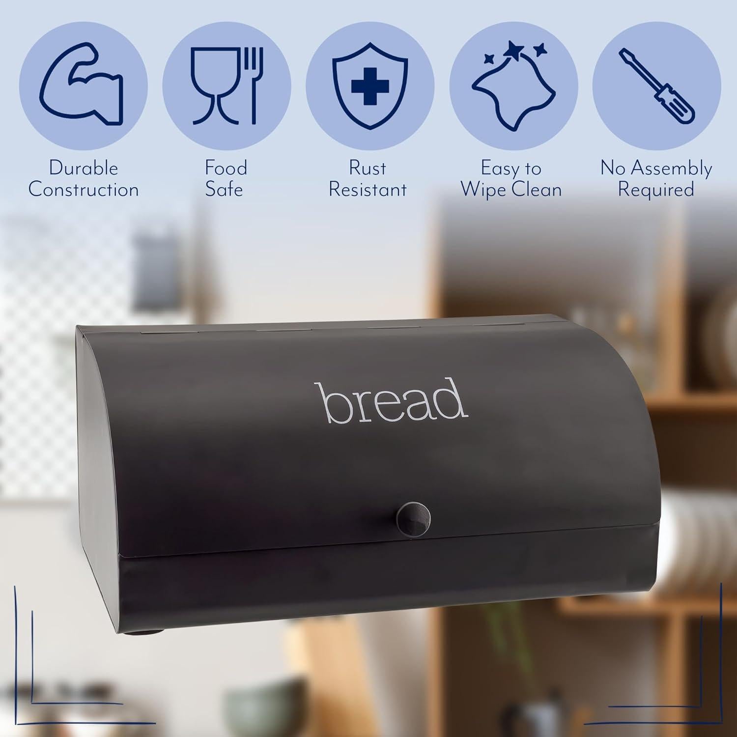 Caja de Pan Negra AuldHome Design 33x20x15 cm Estilo Retro