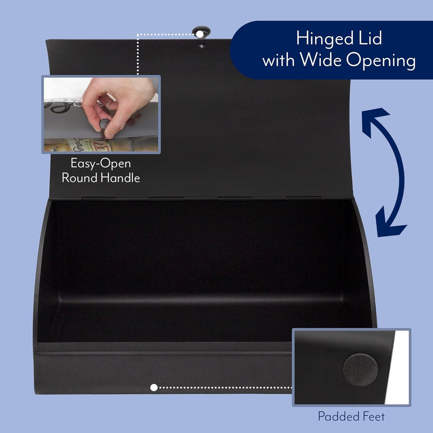 Caja de Pan Negra AuldHome Design 33x20x15 cm Estilo Retro