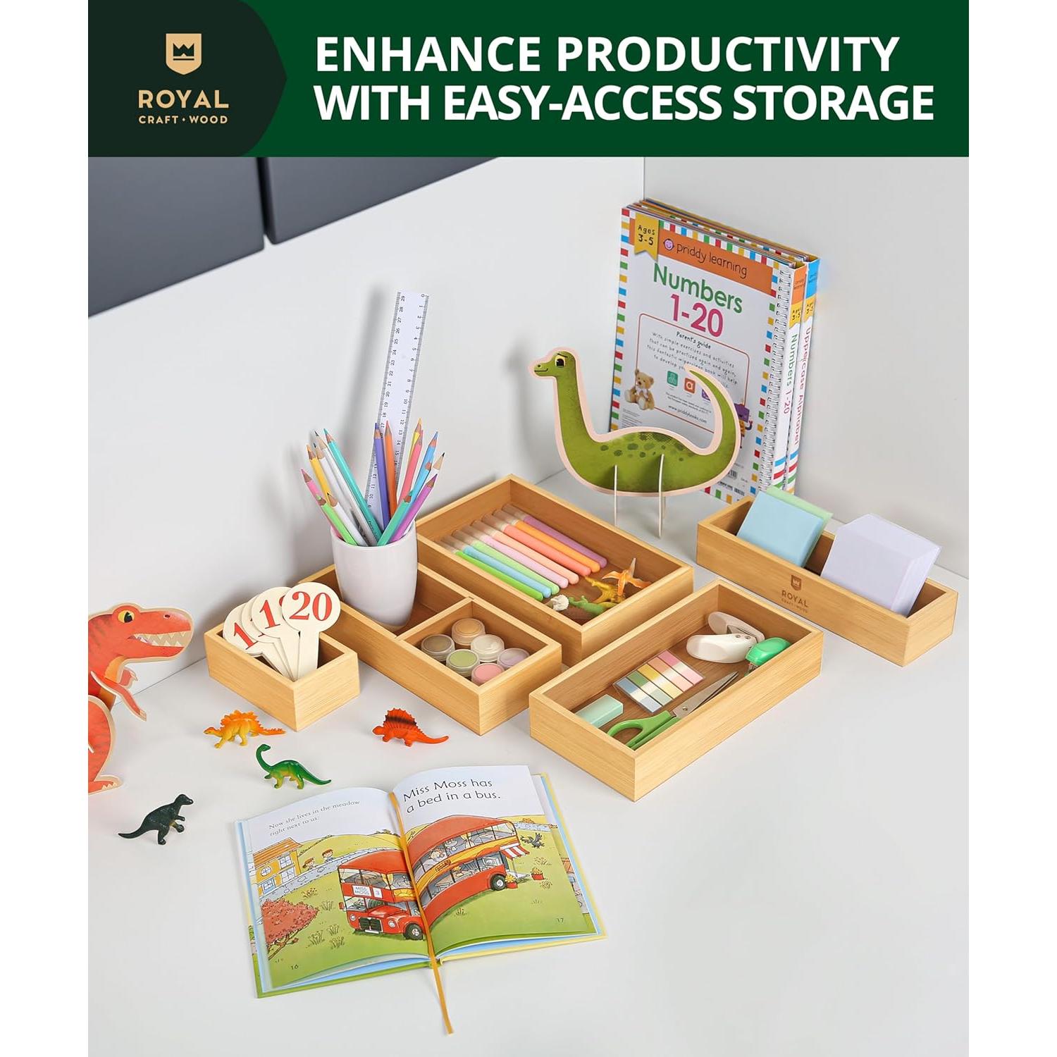 Set de 5 Organizadores de Cajones de Bambú Royal Craft Wood