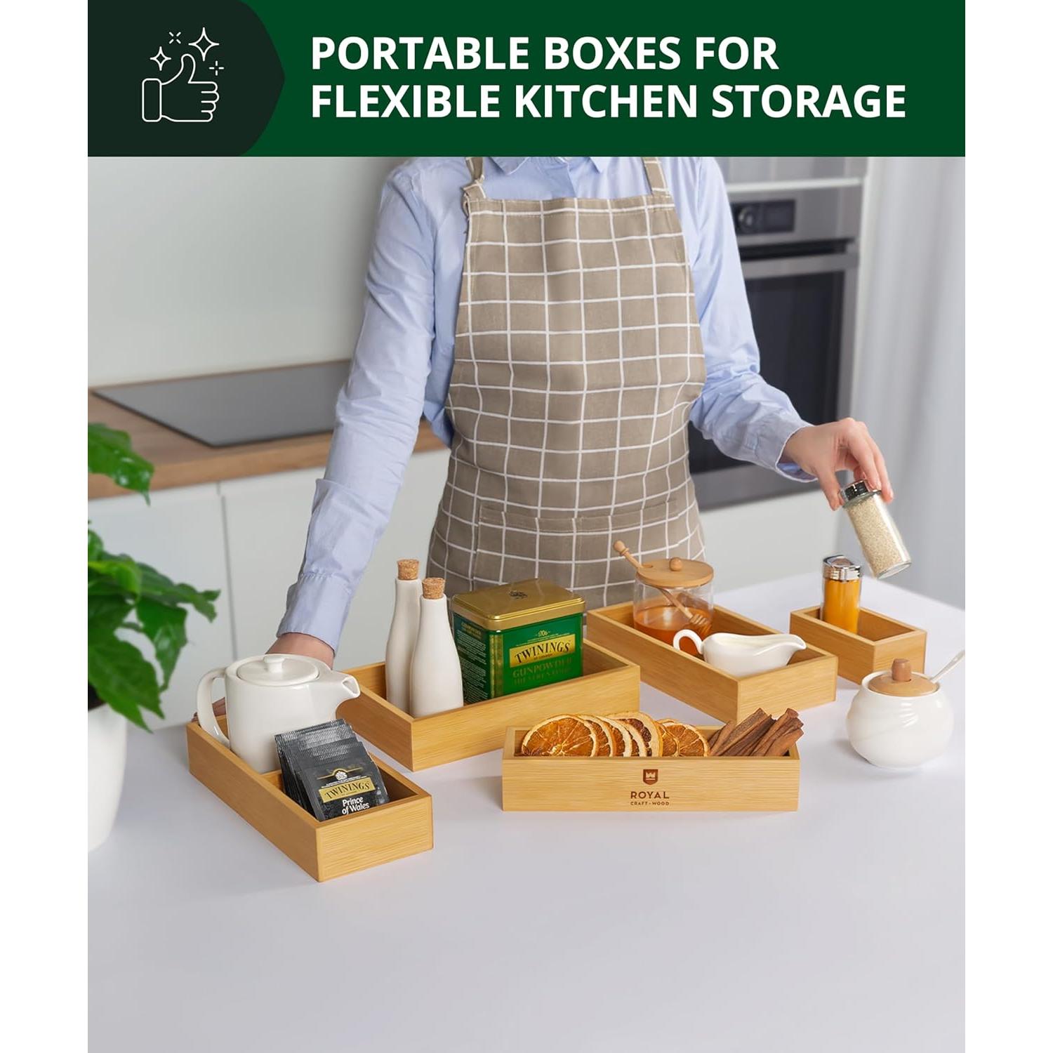 Set de 5 Organizadores de Cajones de Bambú Royal Craft Wood