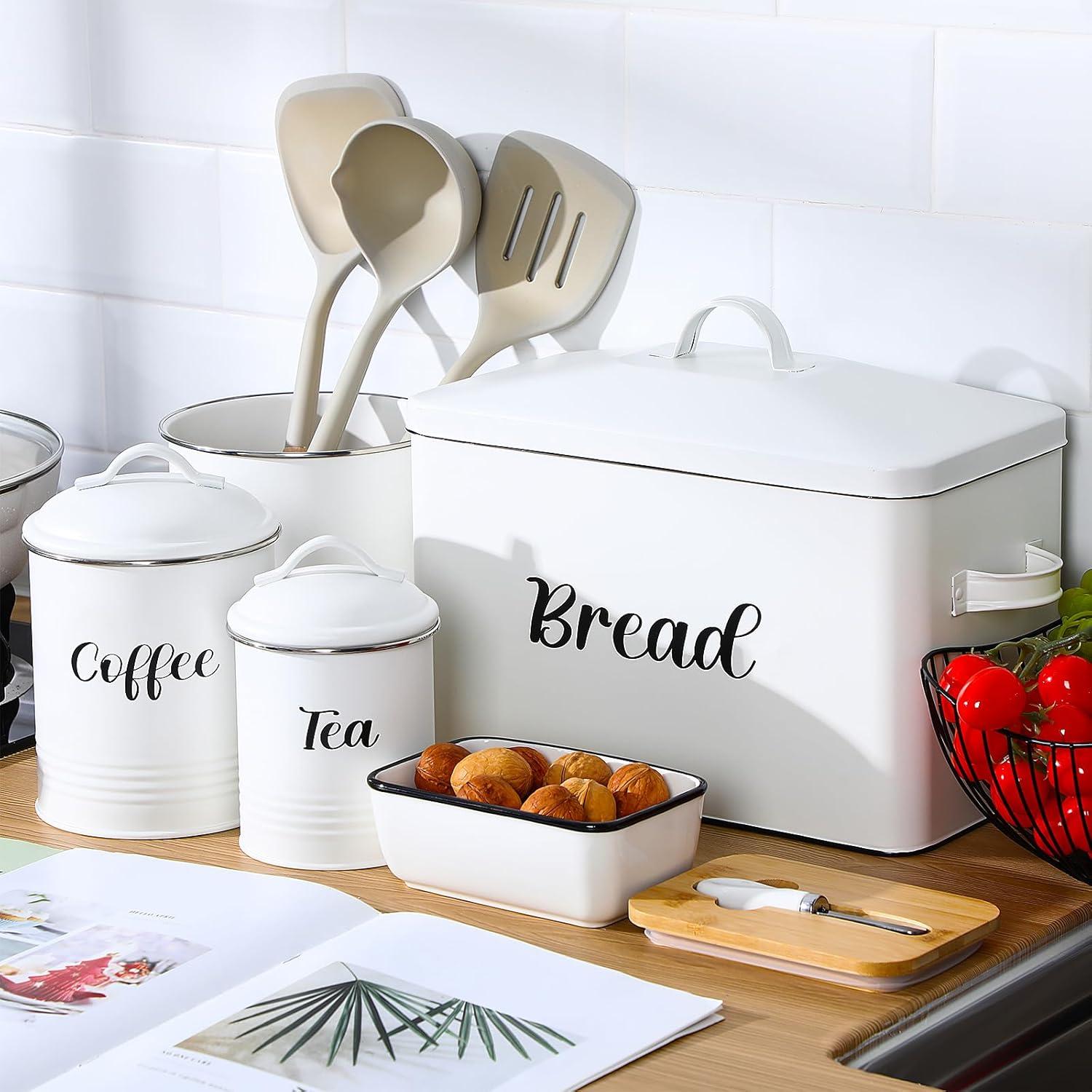 Set de Caja de Pan y Frascos de Cocina Teenyyou - Blanco