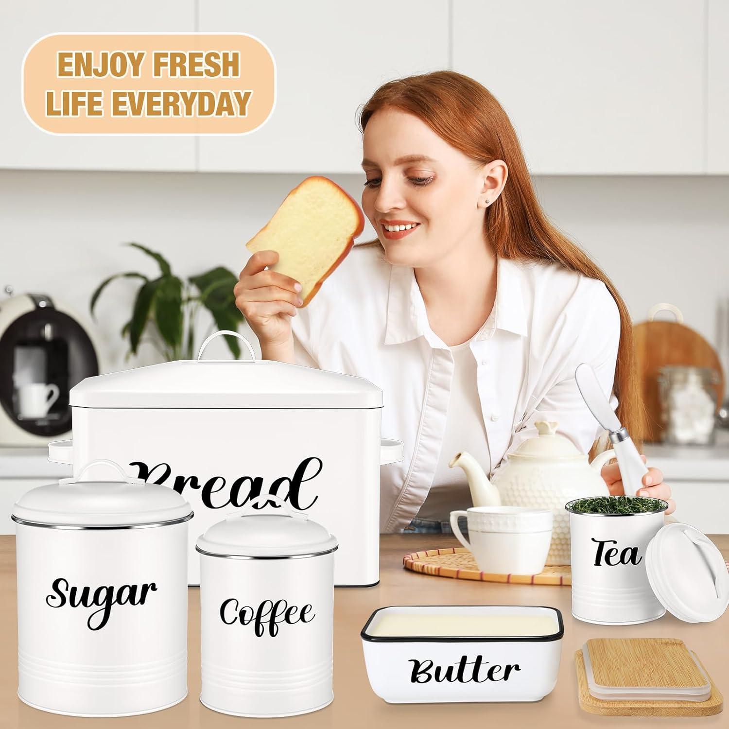 Set de Caja de Pan y Frascos de Cocina Teenyyou - Blanco