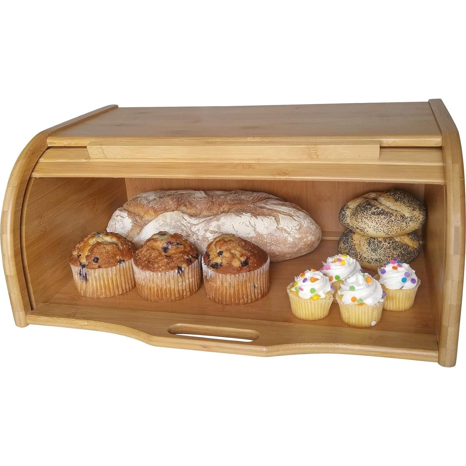 Caja de Pan Grande de Madera de Bambú Natural Premium Presents