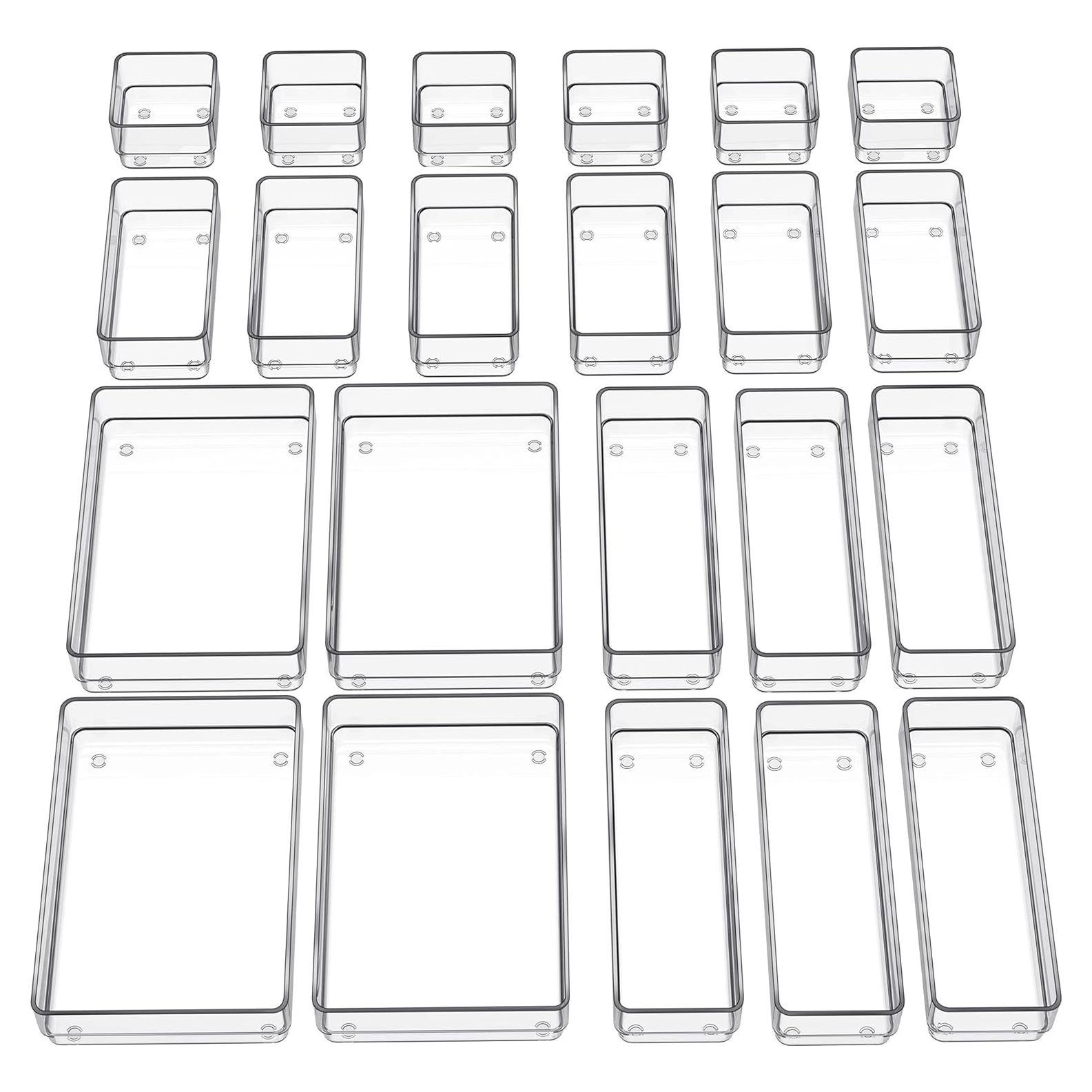 Organizador de Cajones SMARTAKE 22 Piezas Antideslizante Transparente