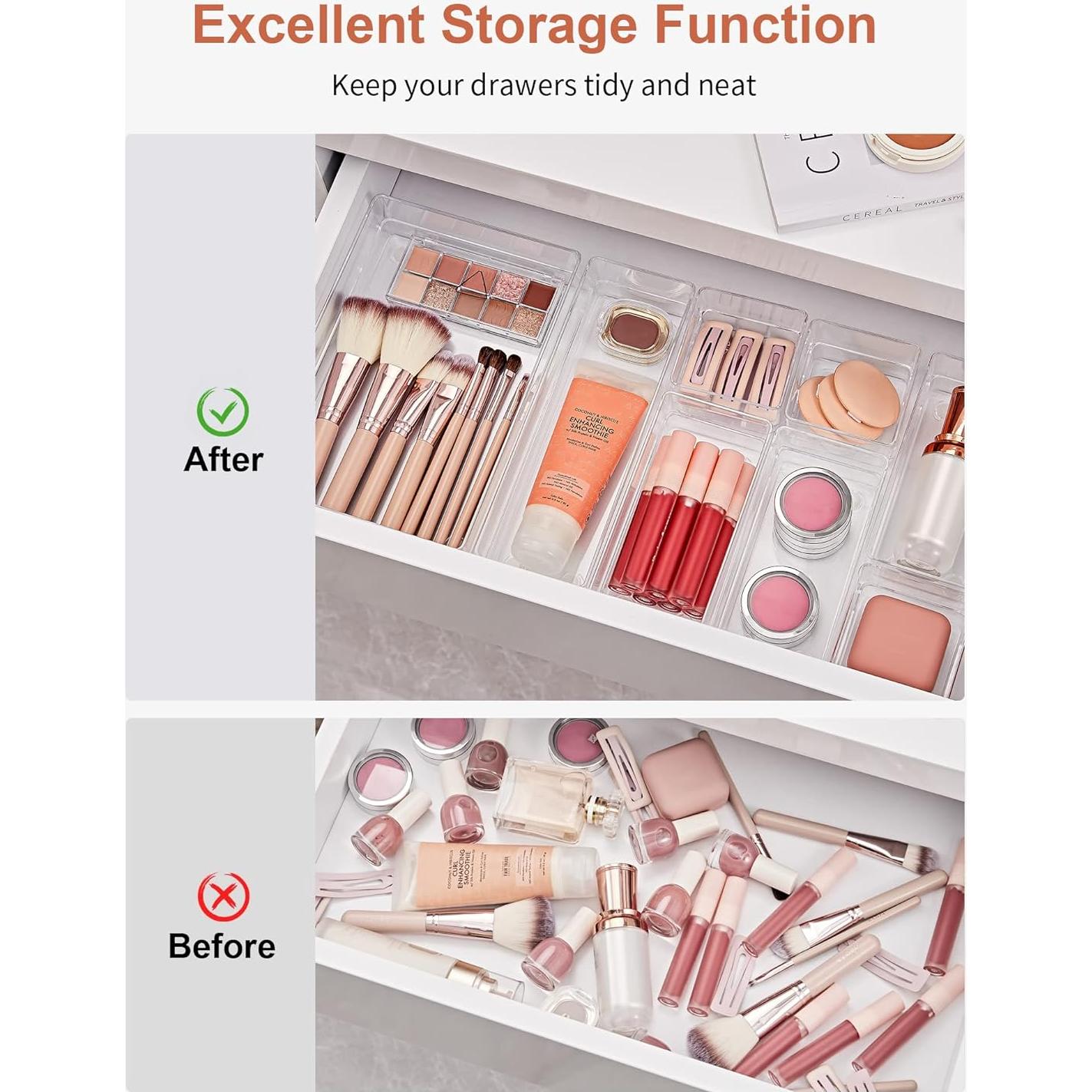 Organizador de Cajones SMARTAKE 22 Piezas Antideslizante Transparente