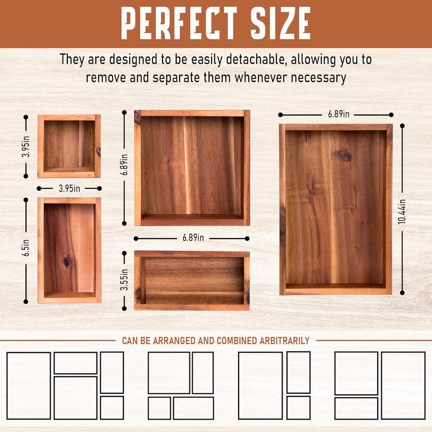 Conjunto de 5 Organizadores de Cajones Demigo de Madera de Acacia