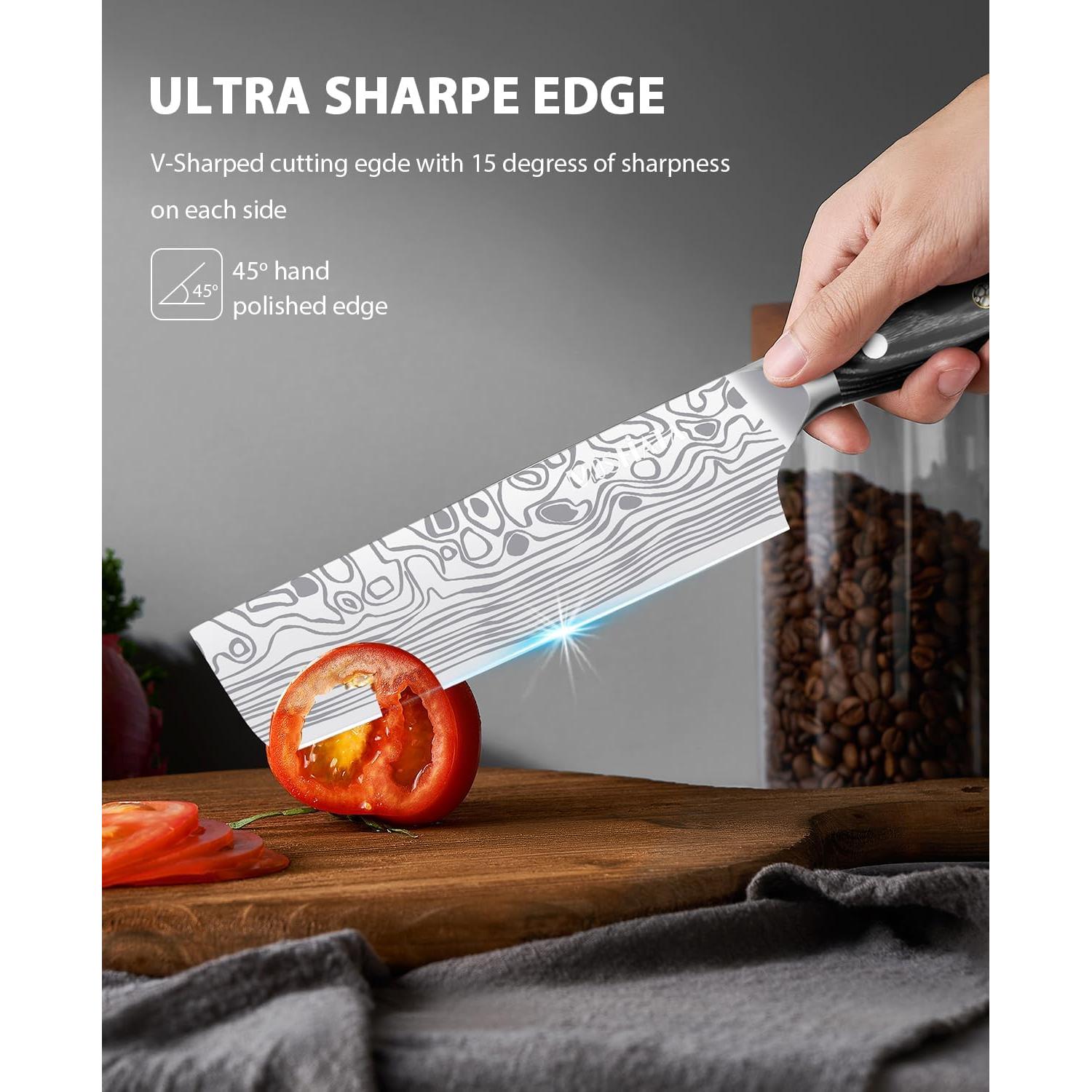 Cuchillo Nakiri 7" MOSFiATA Acero Inoxidable Alto Carbono