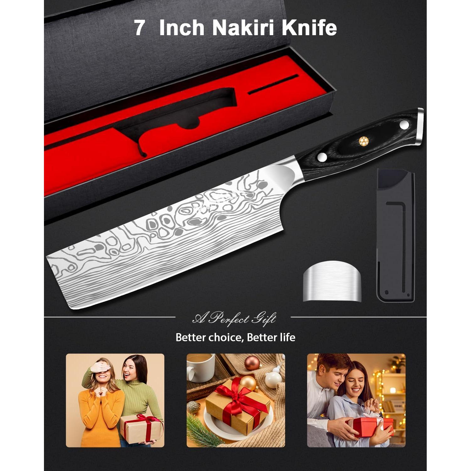 Cuchillo Nakiri 7" MOSFiATA Acero Inoxidable Alto Carbono