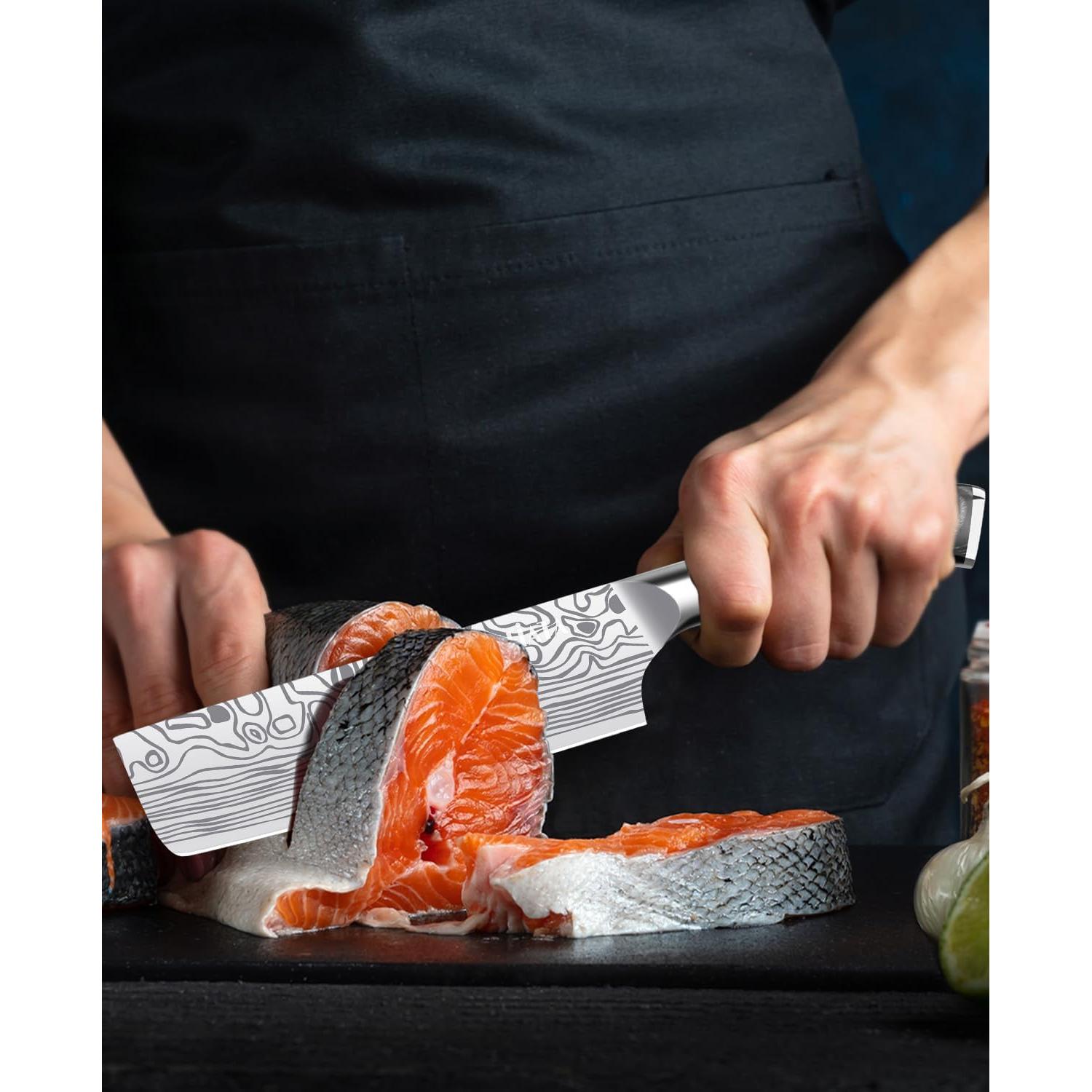 Cuchillo Nakiri 7" MOSFiATA Acero Inoxidable Alto Carbono