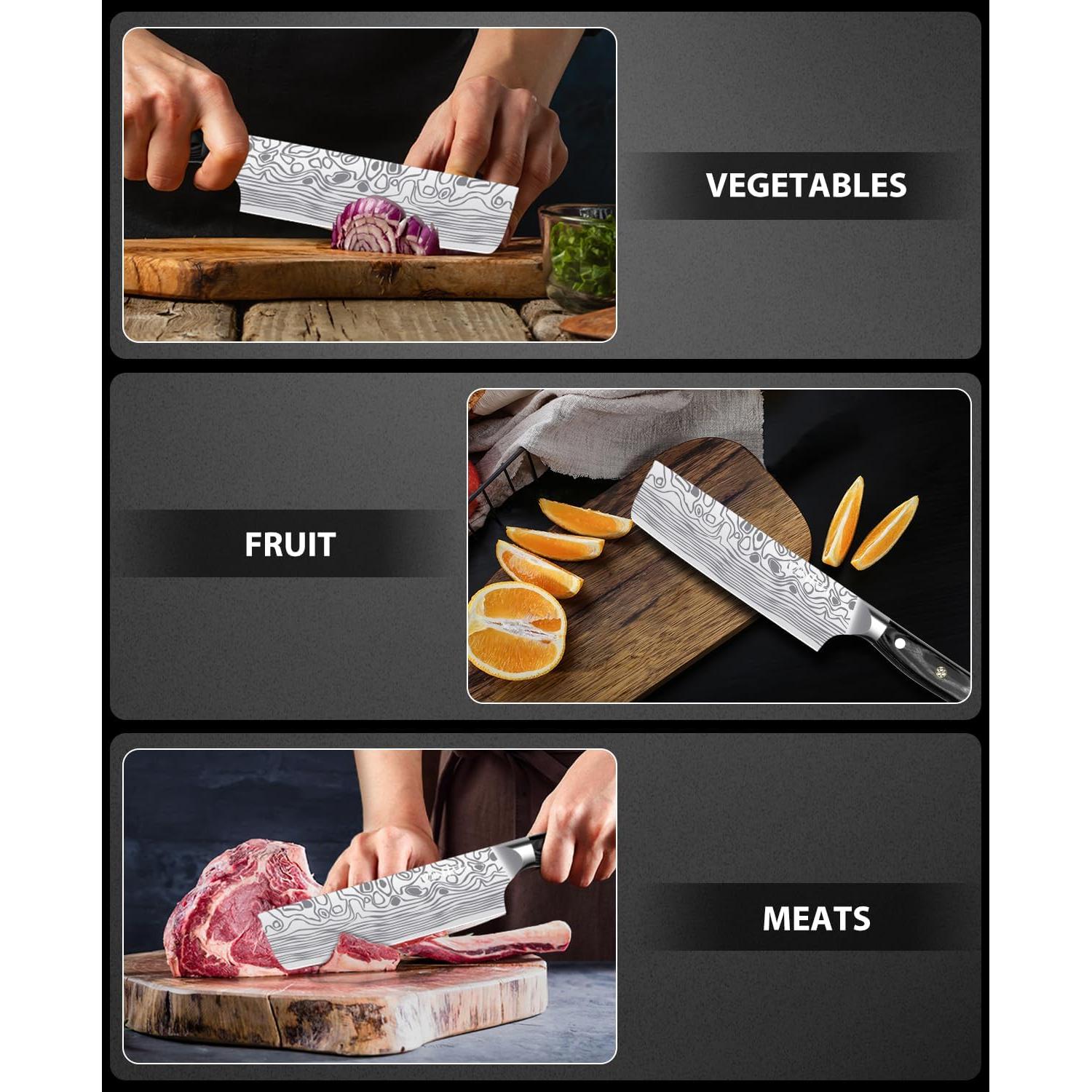 Cuchillo Nakiri 7" MOSFiATA Acero Inoxidable Alto Carbono