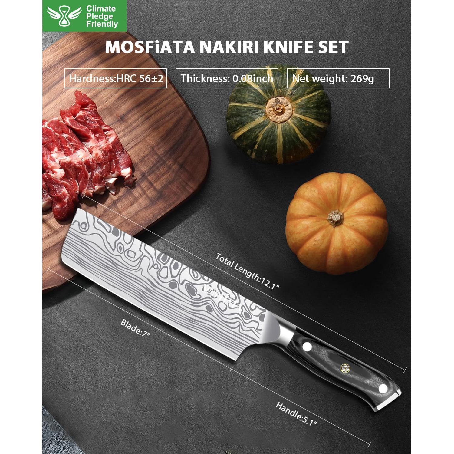 Cuchillo Nakiri 7" MOSFiATA Acero Inoxidable Alto Carbono