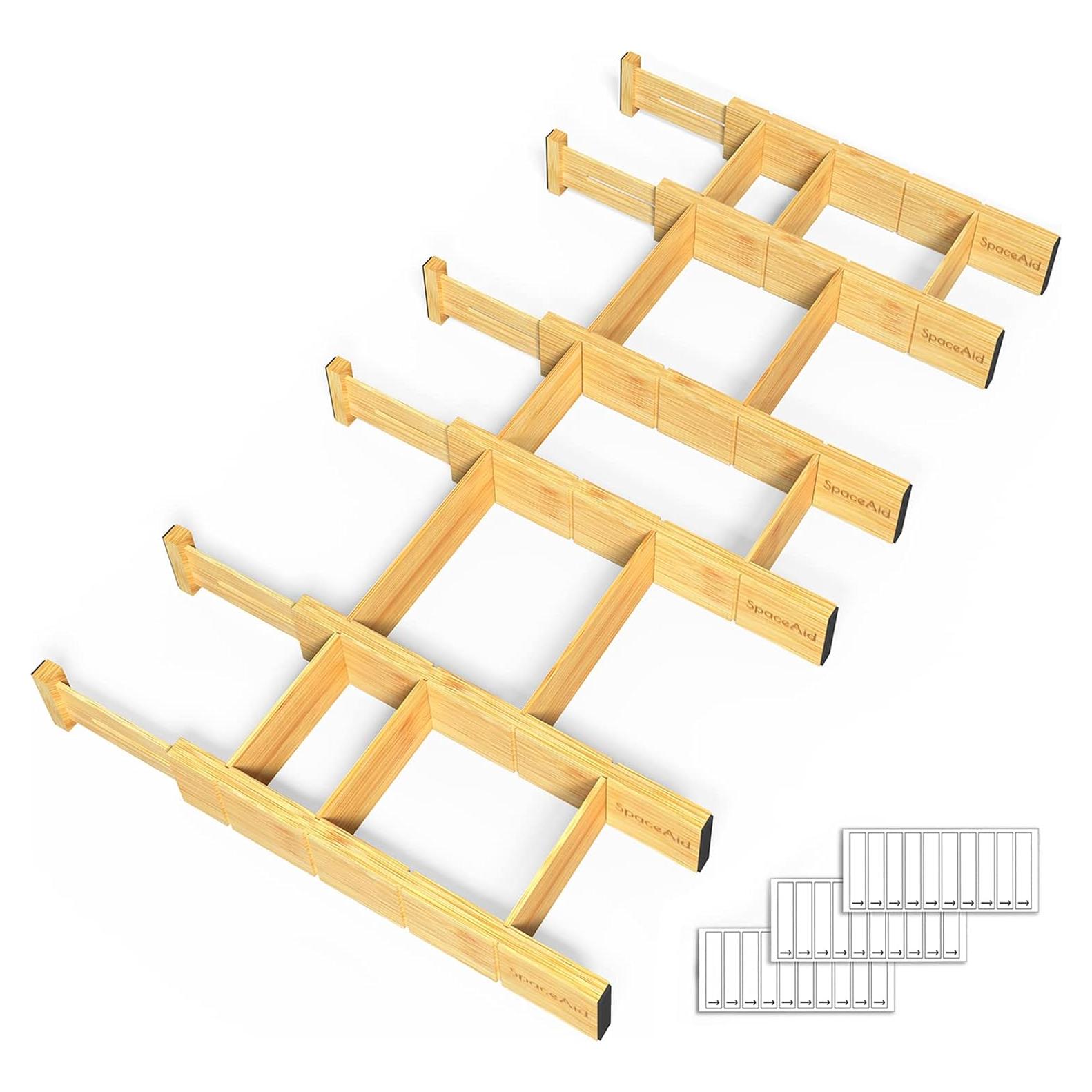 Divisores de Cajones Ajustables SpaceAid de Bambú 6 Piezas