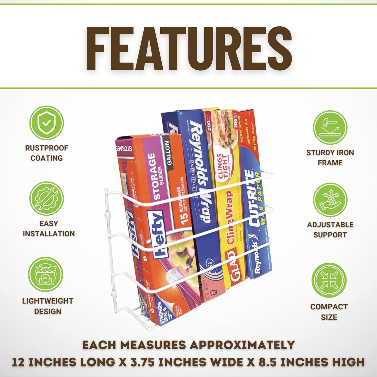 Organizador de Envolturas de Cocina Evelots - 4 Unidades - Metal Blanco