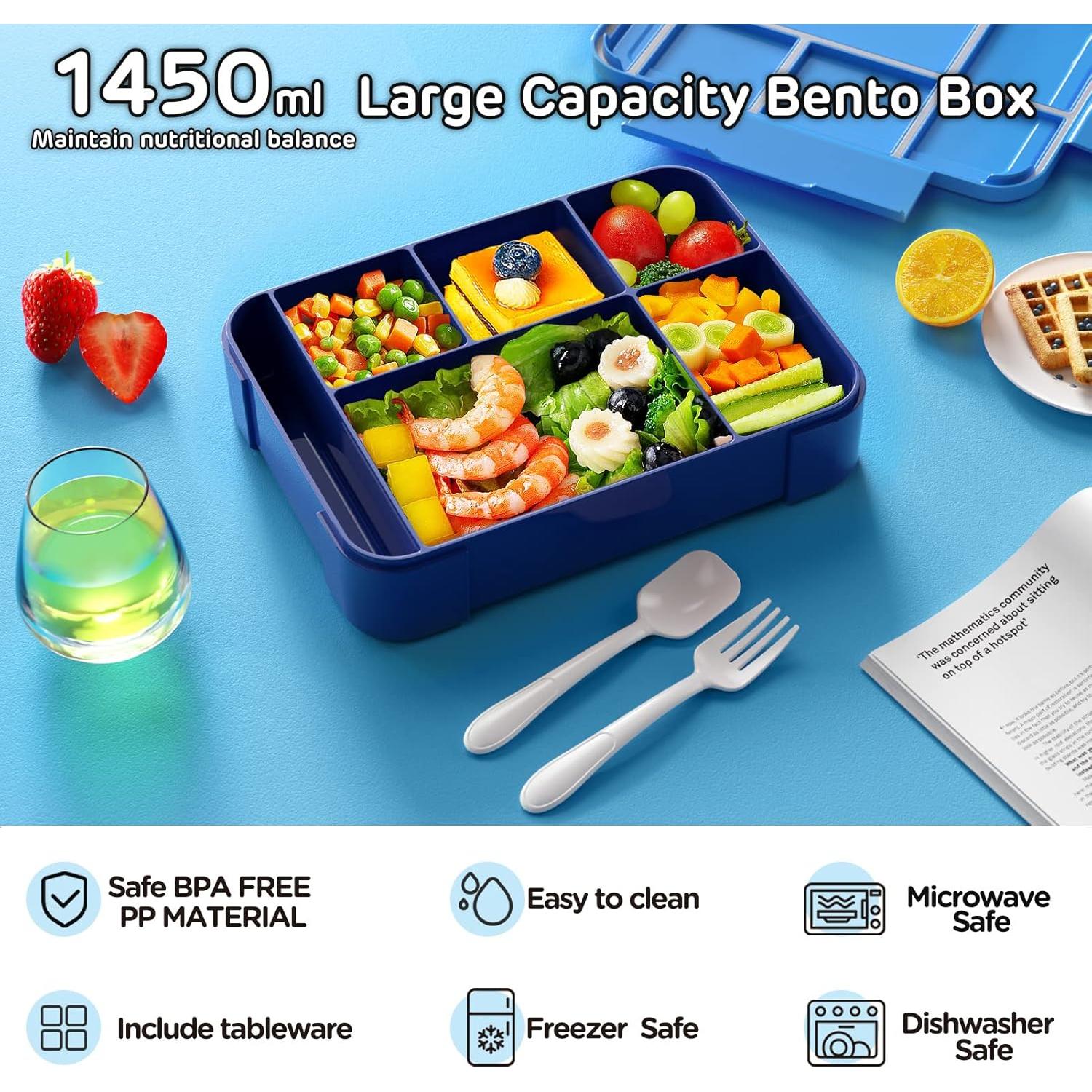 Caja Bento para Niños Jelife 1450ml 6 Compartimentos Azul
