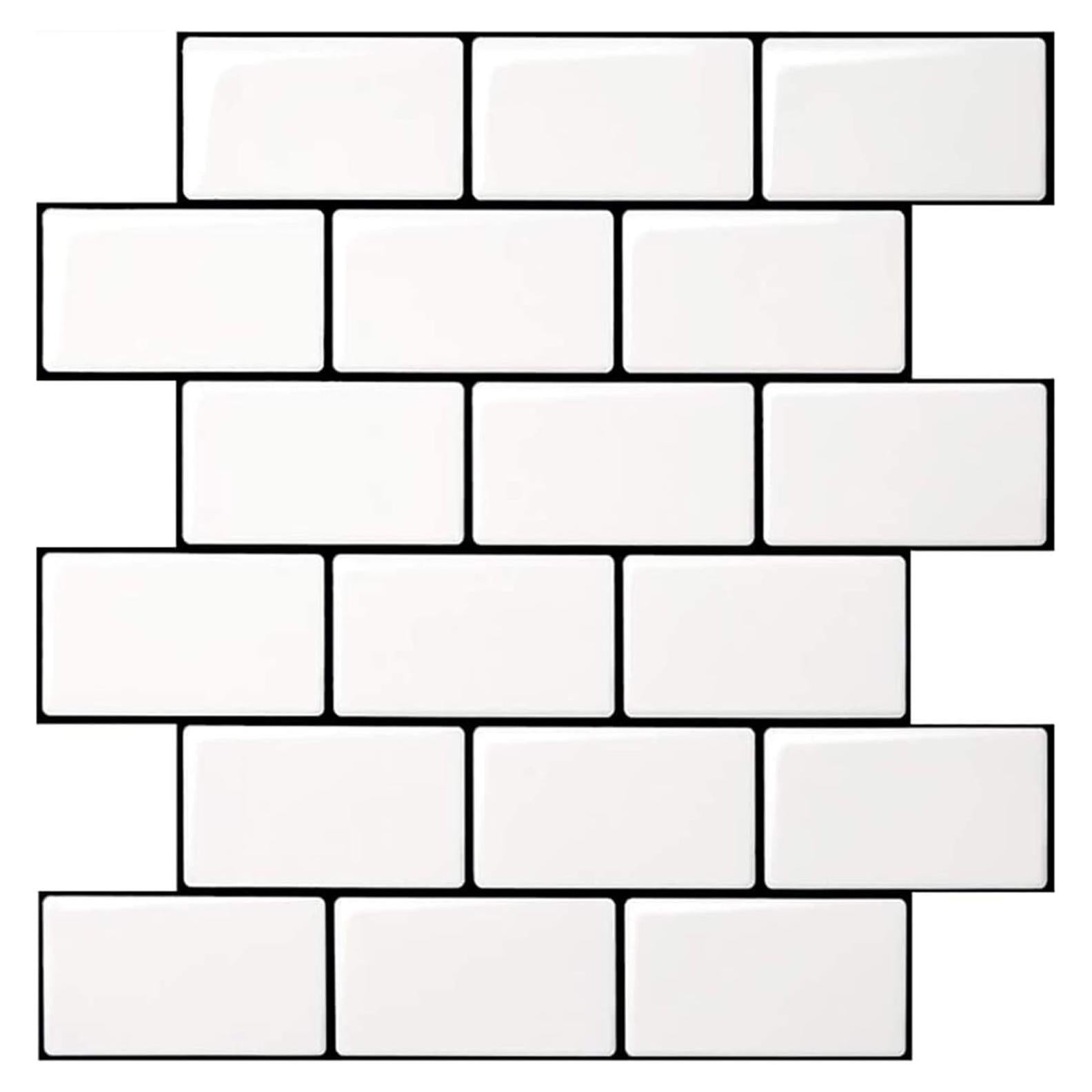 Azulejo Autoadhesivo Art3d Blanco Subway 10 Piezas 30.48cm