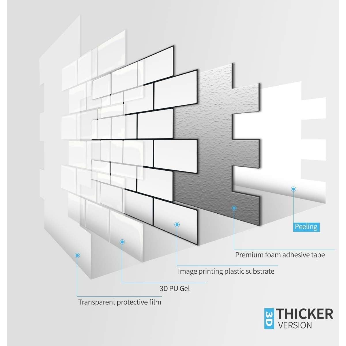 Azulejo Autoadhesivo Art3d Blanco Subway 10 Piezas 30.48cm