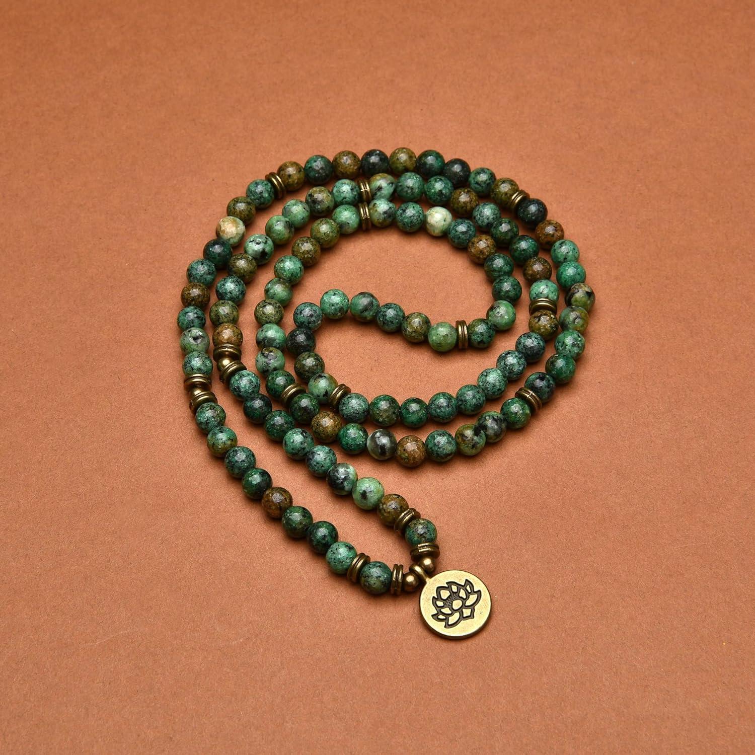 Pulsera Collar 108 Cuentas de Mala Sanadoras Turquesa Africana