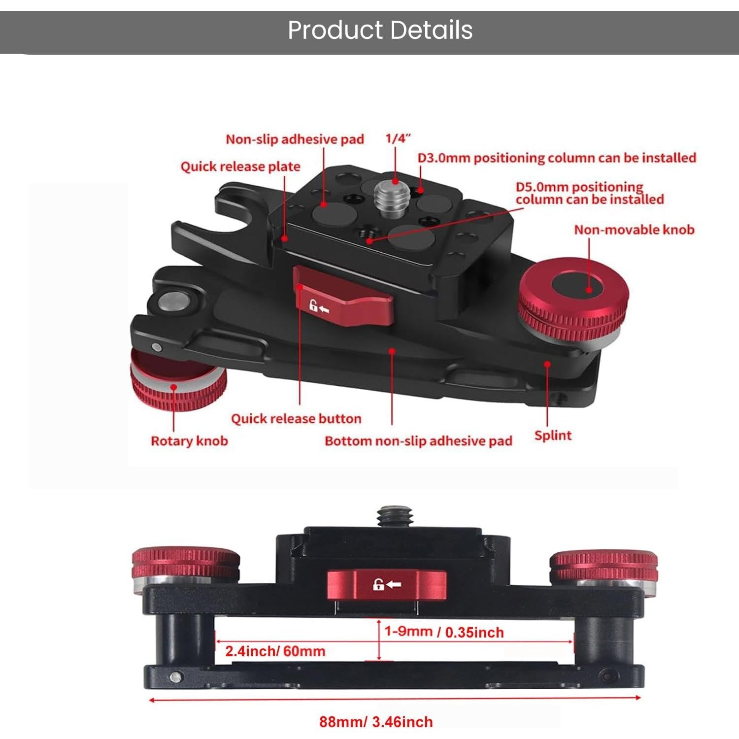 Soporte de Montaje para Cámara SFFRY SF-48 Rojo Antivibración