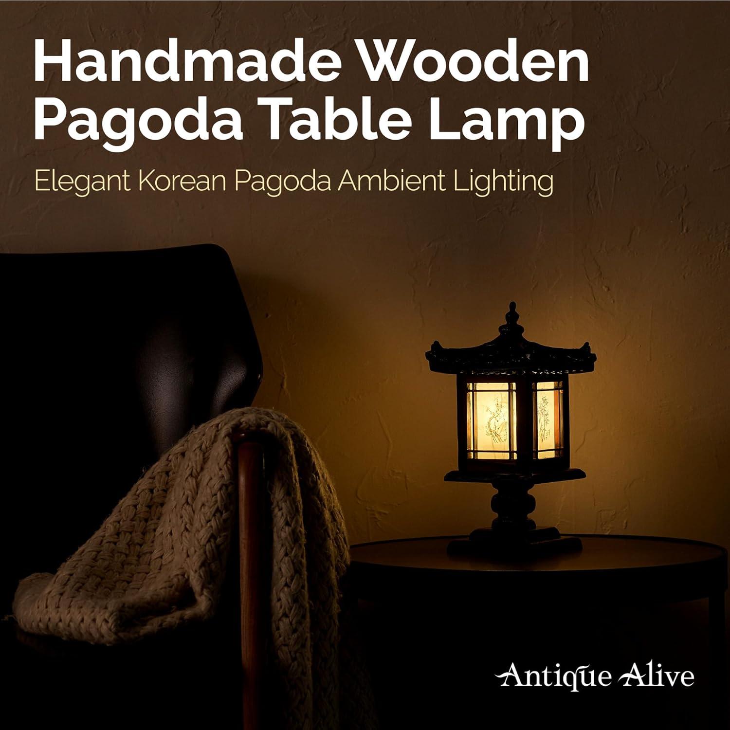 Lámpara de Madera Hecha a Mano Antique Alive 32cm Pabellón