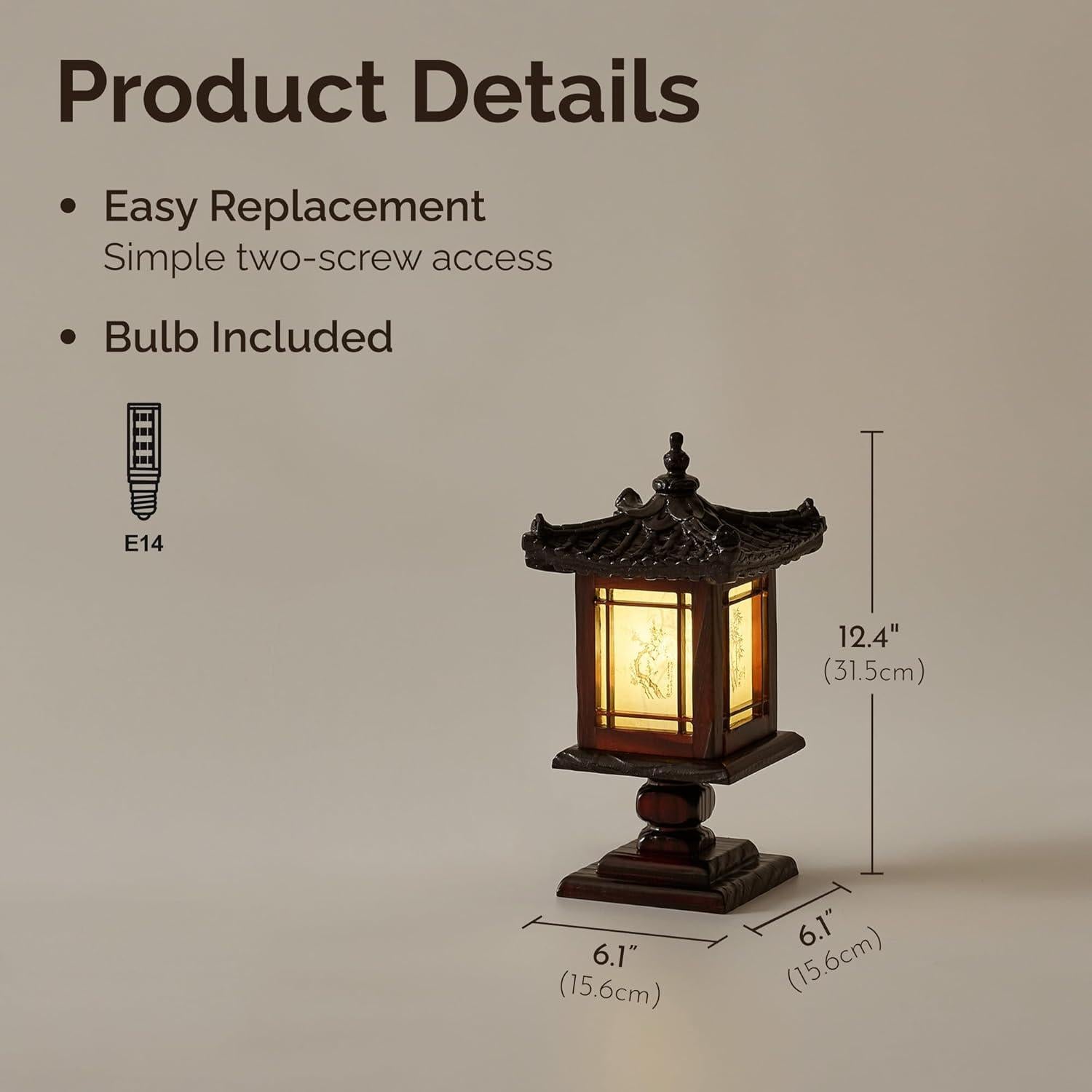 Lámpara de Madera Hecha a Mano Antique Alive 32cm Pabellón