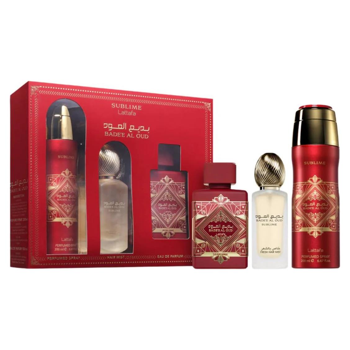 Set de Fragancia Lattafa Badee Al Oud Sublime 3 Piezas