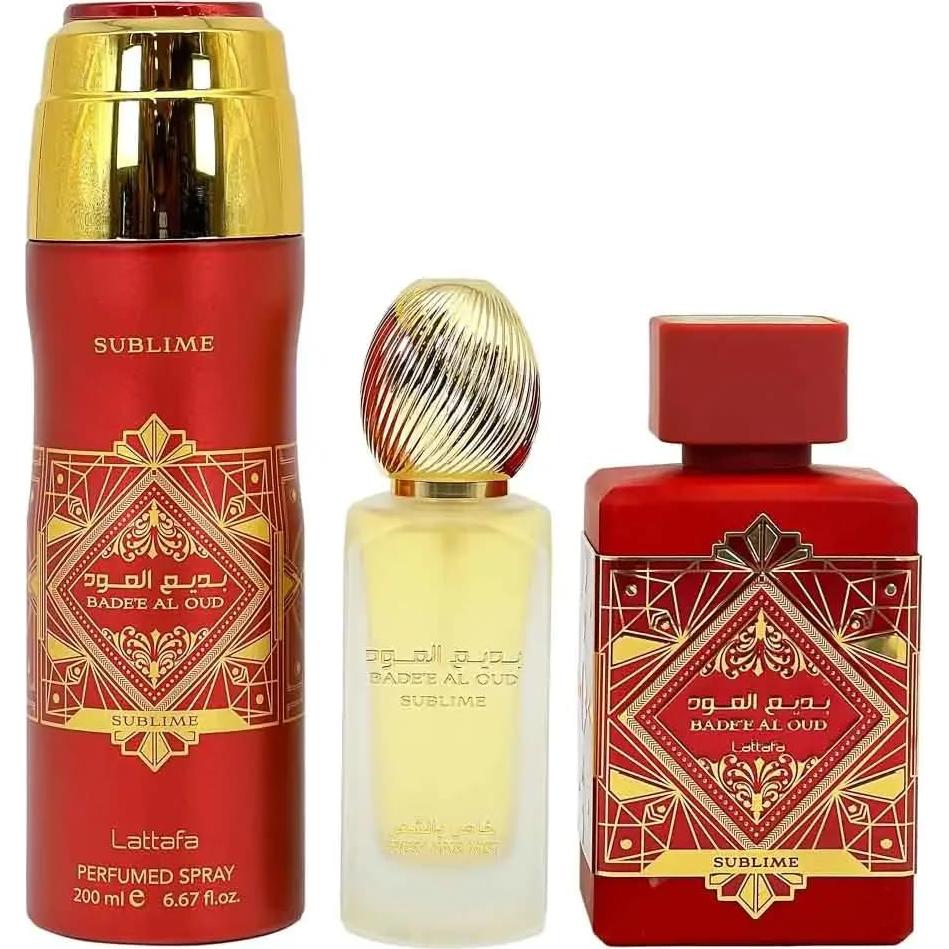 Set de Fragancia Lattafa Badee Al Oud Sublime 3 Piezas