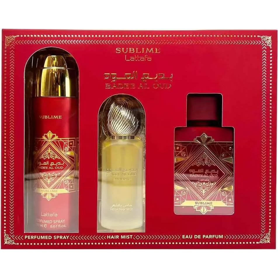 Set de Fragancia Lattafa Badee Al Oud Sublime 3 Piezas