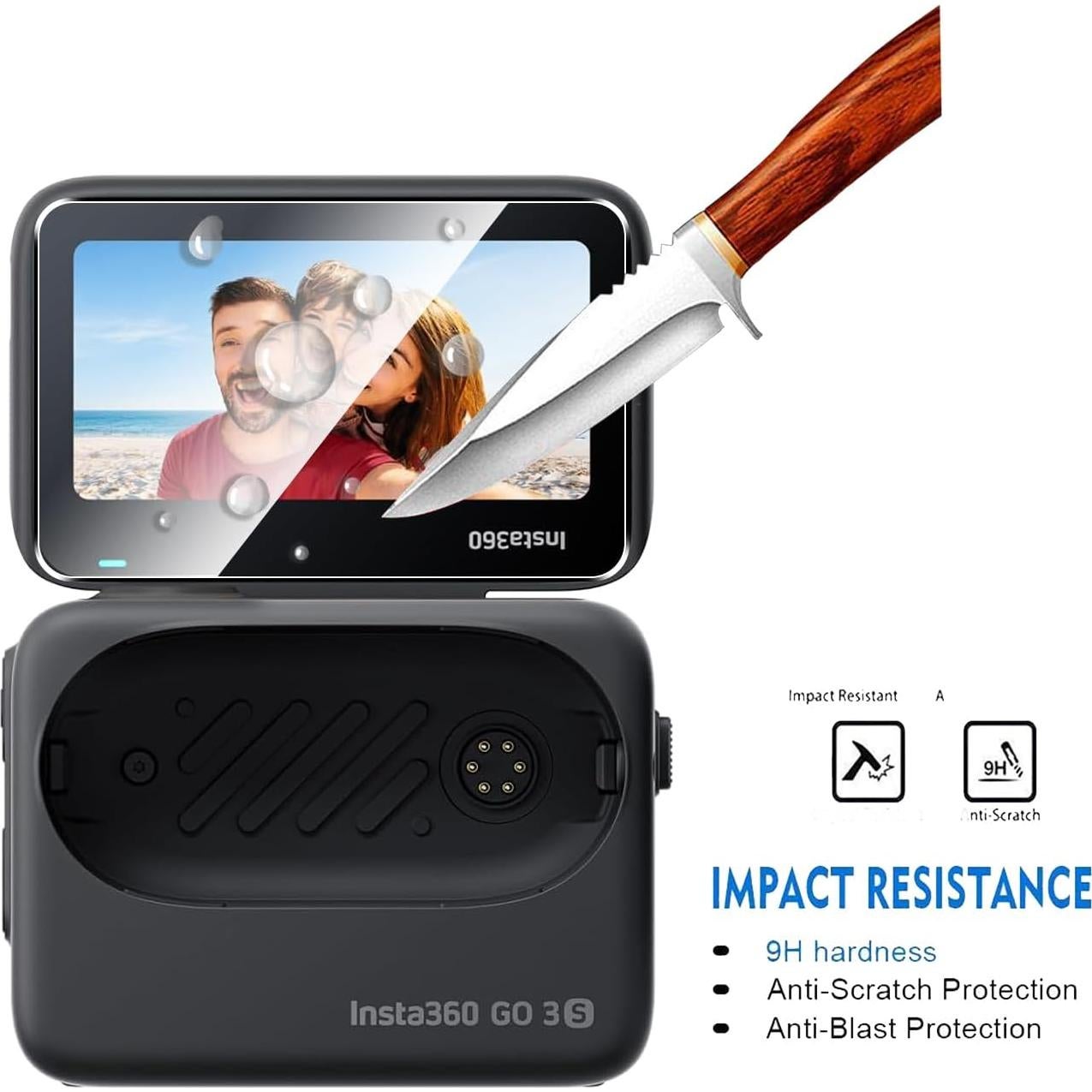 Paquete de 2 Protectores de Pantalla y Lente Natbok para Insta360 GO 3S