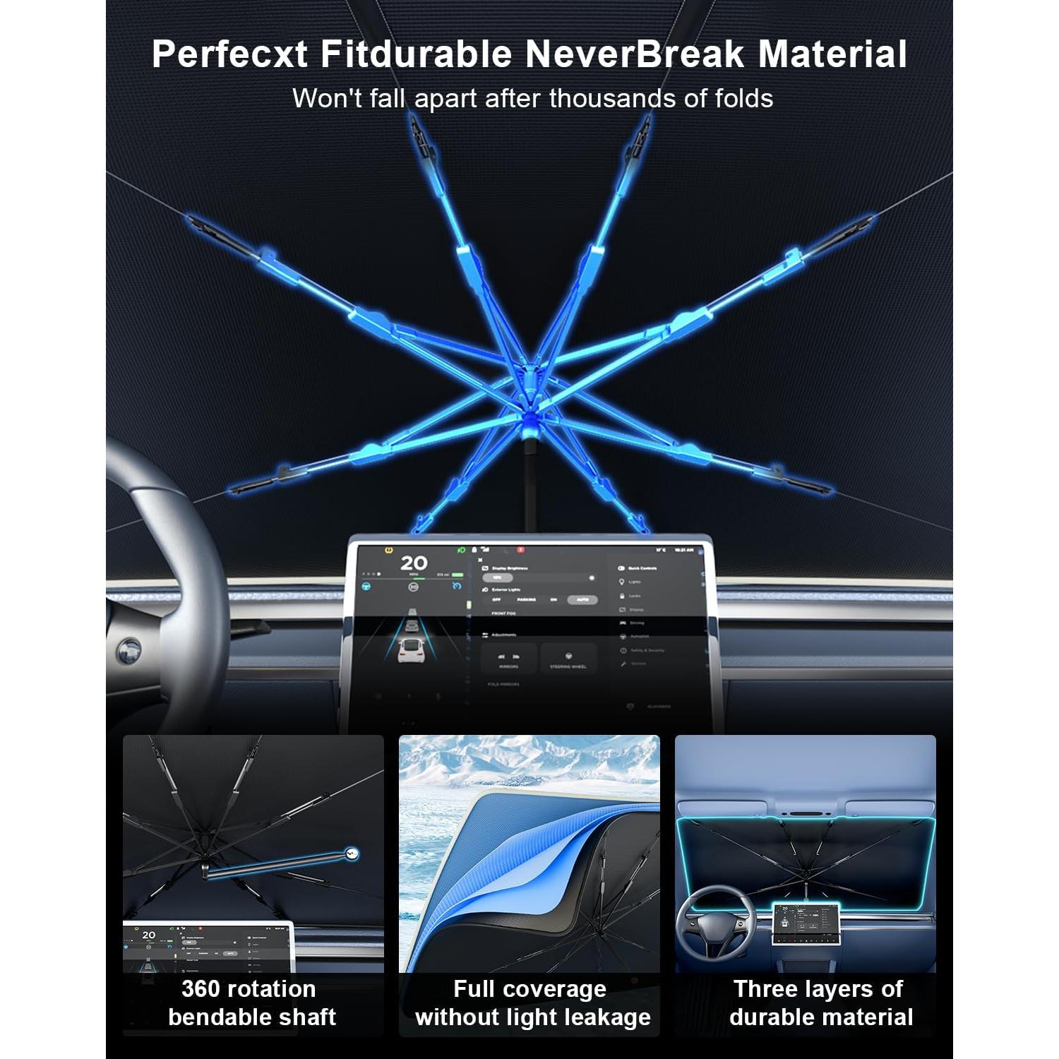 Sombra de Sol para Parabrisas de Coche helloleiboo 135x76cm