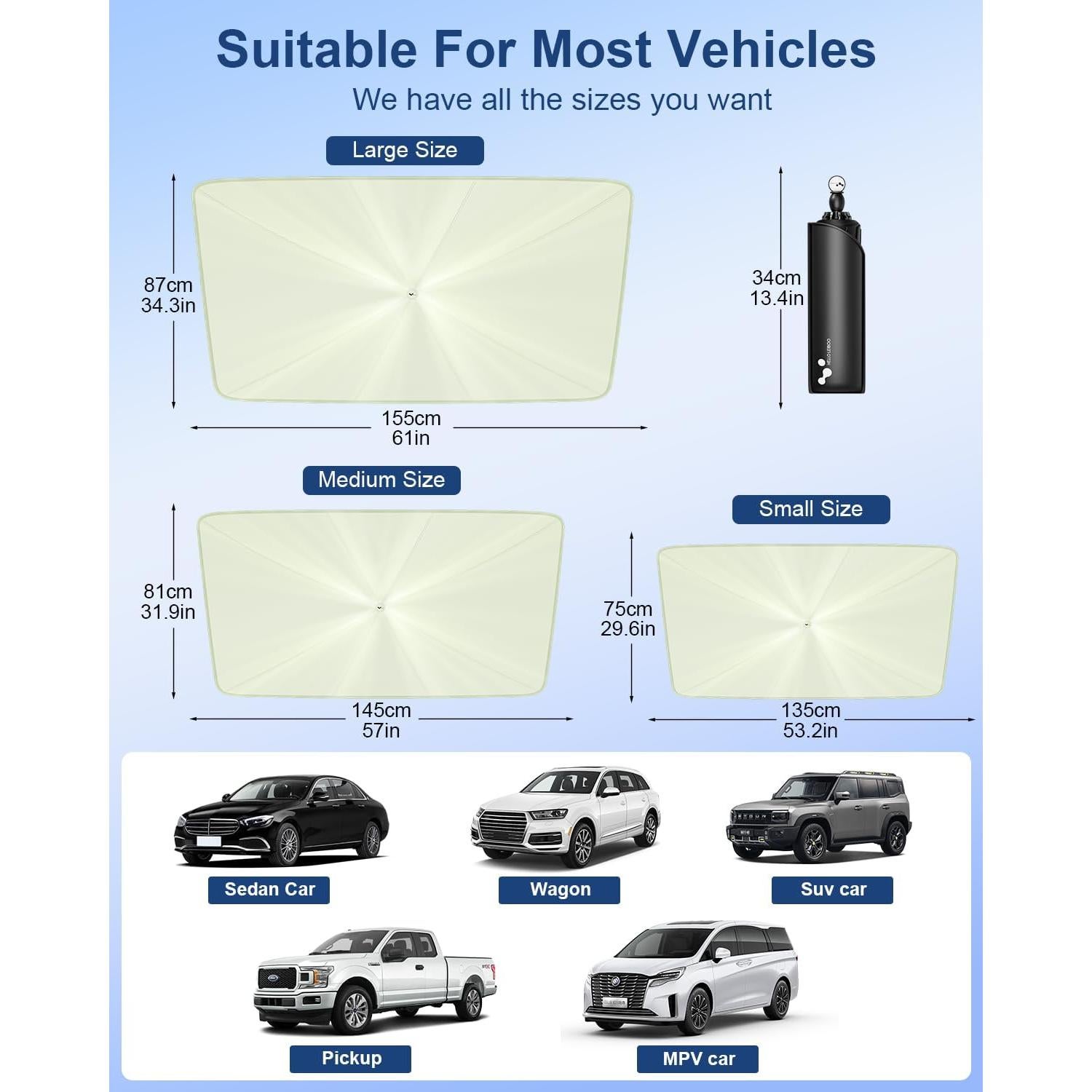 Sombra de Sol para Parabrisas de Coche helloleiboo 135x76cm