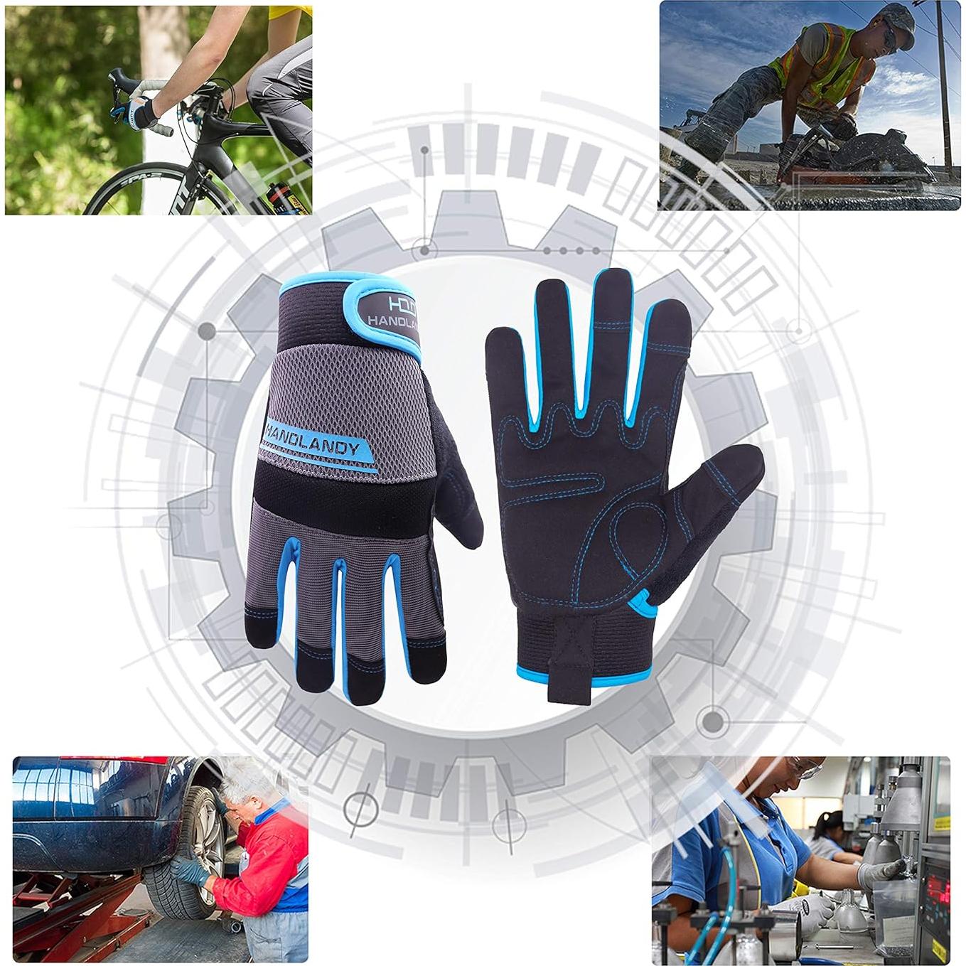 Guantes de Trabajo HLDD HANDLANDY Táctiles Unisex Azul Pequeño