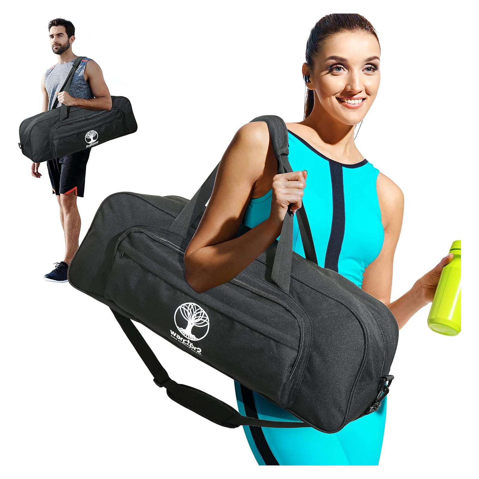 Bolsa de Mat de Yoga Warrior2 M2 Negra con 8 Bolsillos