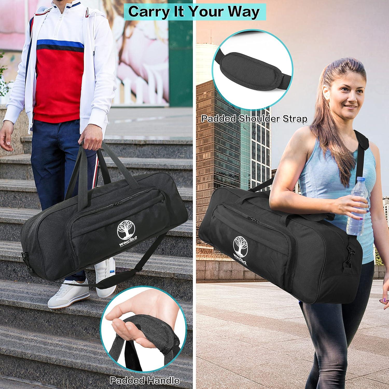 Bolsa de Mat de Yoga Warrior2 M2 Negra con 8 Bolsillos