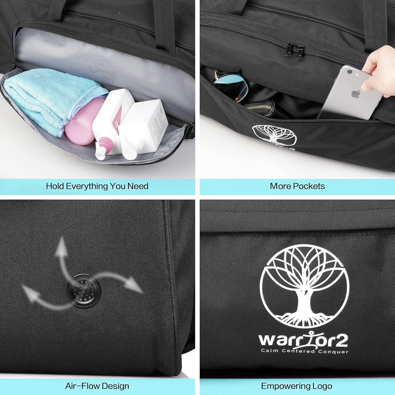 Bolsa de Mat de Yoga Warrior2 M2 Negra con 8 Bolsillos