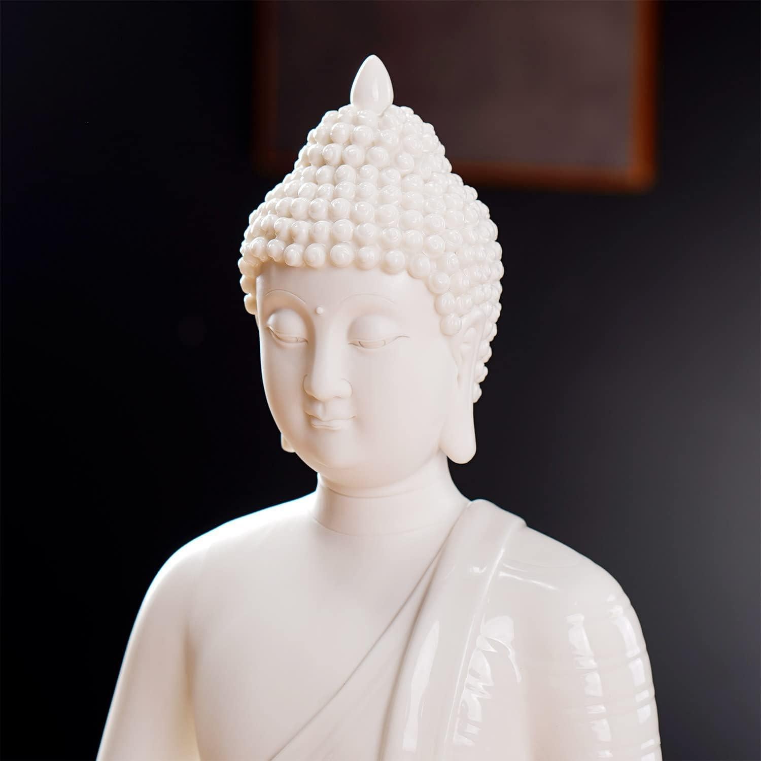 Estatua de Buda Cerámica 30.48 cm con Lámpara LED 40 cm Houlu