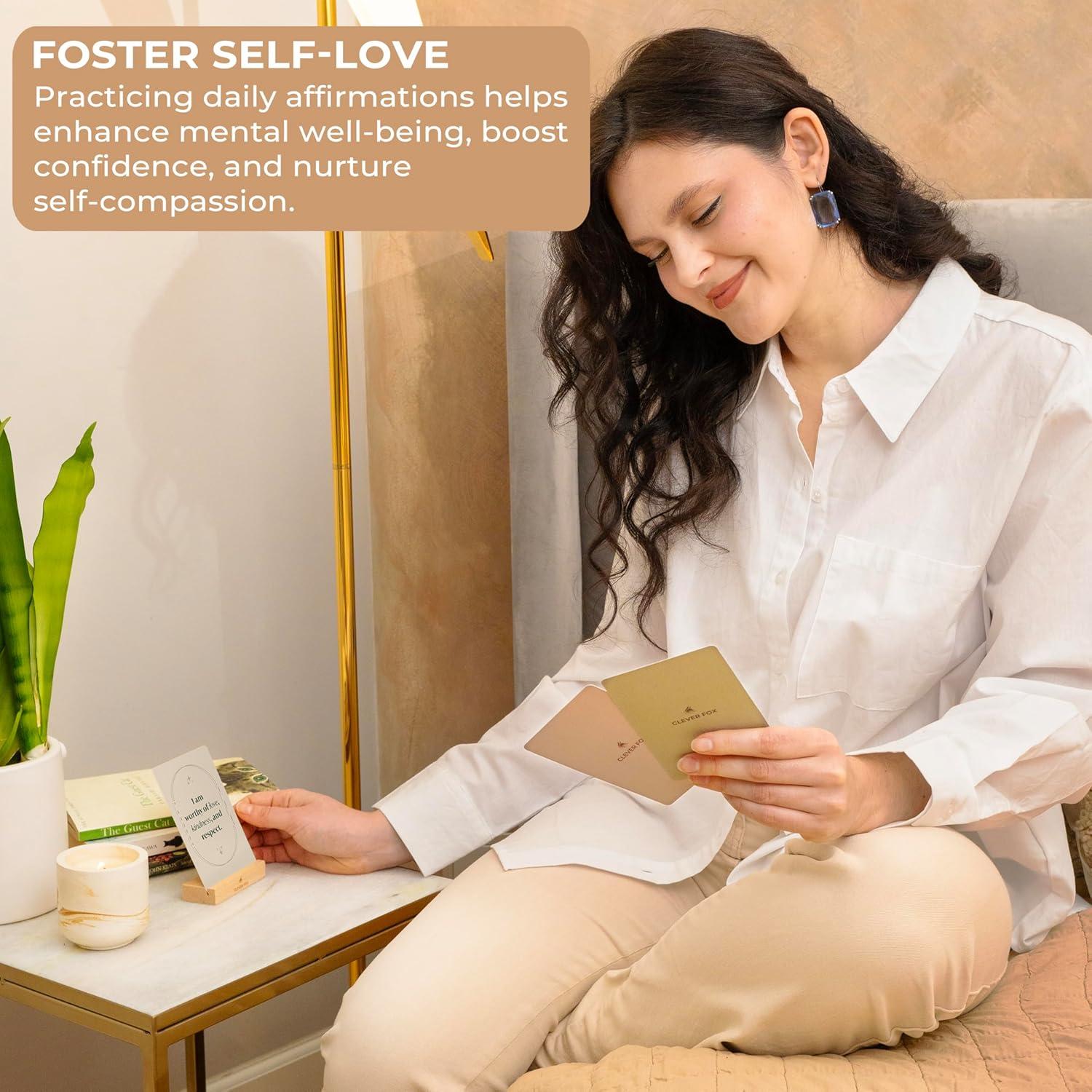 Tarjetas de Afirmación de Autocuidado Clever Fox - 52 Cartas para Bienestar