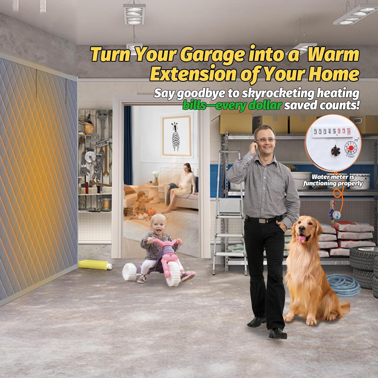 Cortina Aislante Térmica ZEIWEO para Puertas de Garaje 2.44x2.13m