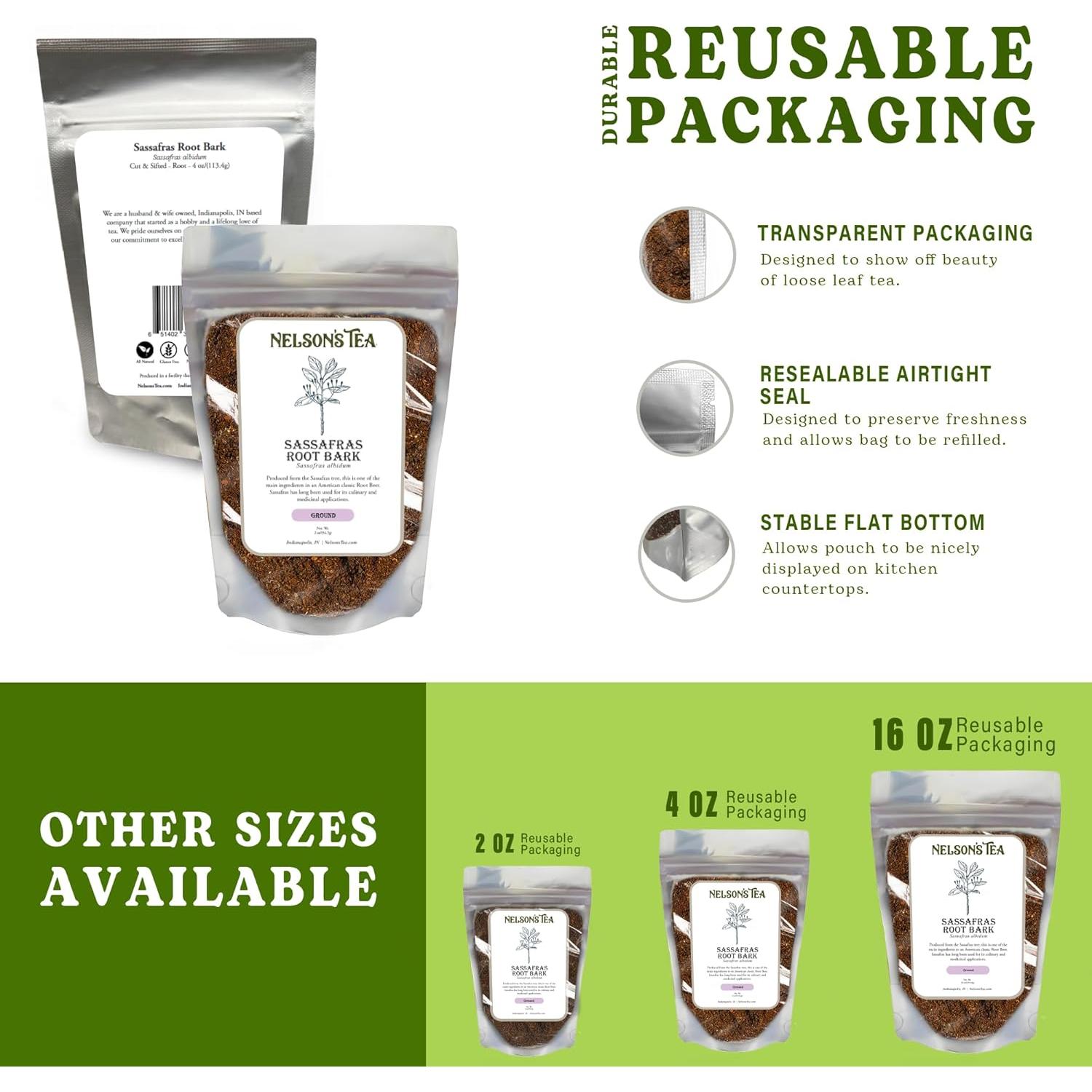 Té de Nelson - Corteza de Raíz de Sassafras Molido 28.35 g