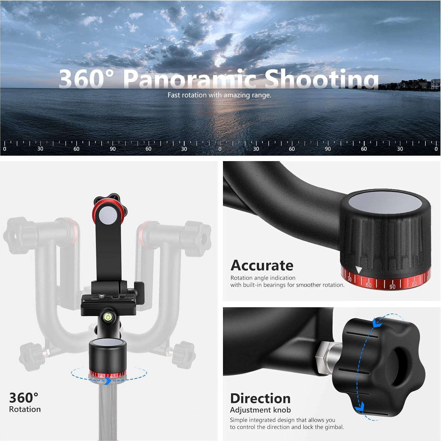 Cabezal de Trípode Gimbal NEEWER GM101 Aluminio 30kg