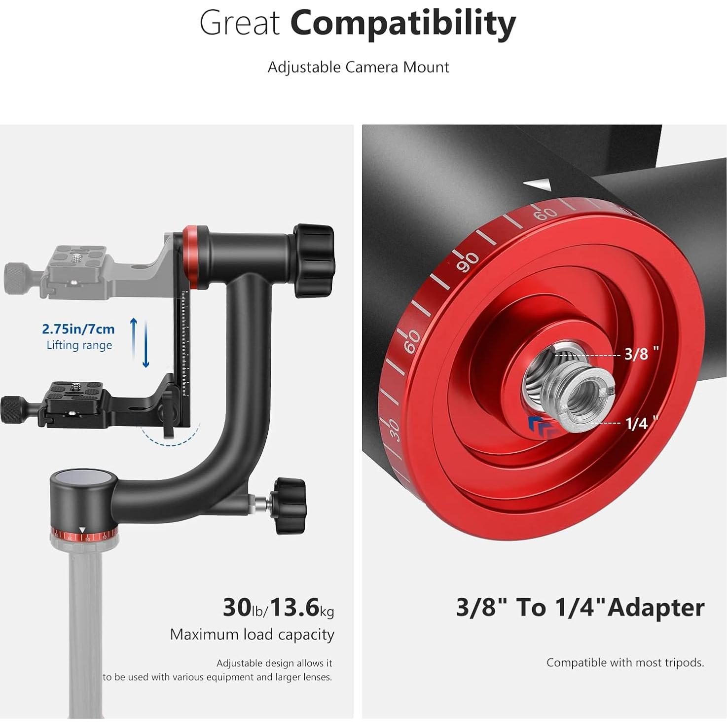 Cabezal de Trípode Gimbal NEEWER GM101 Aluminio 30kg