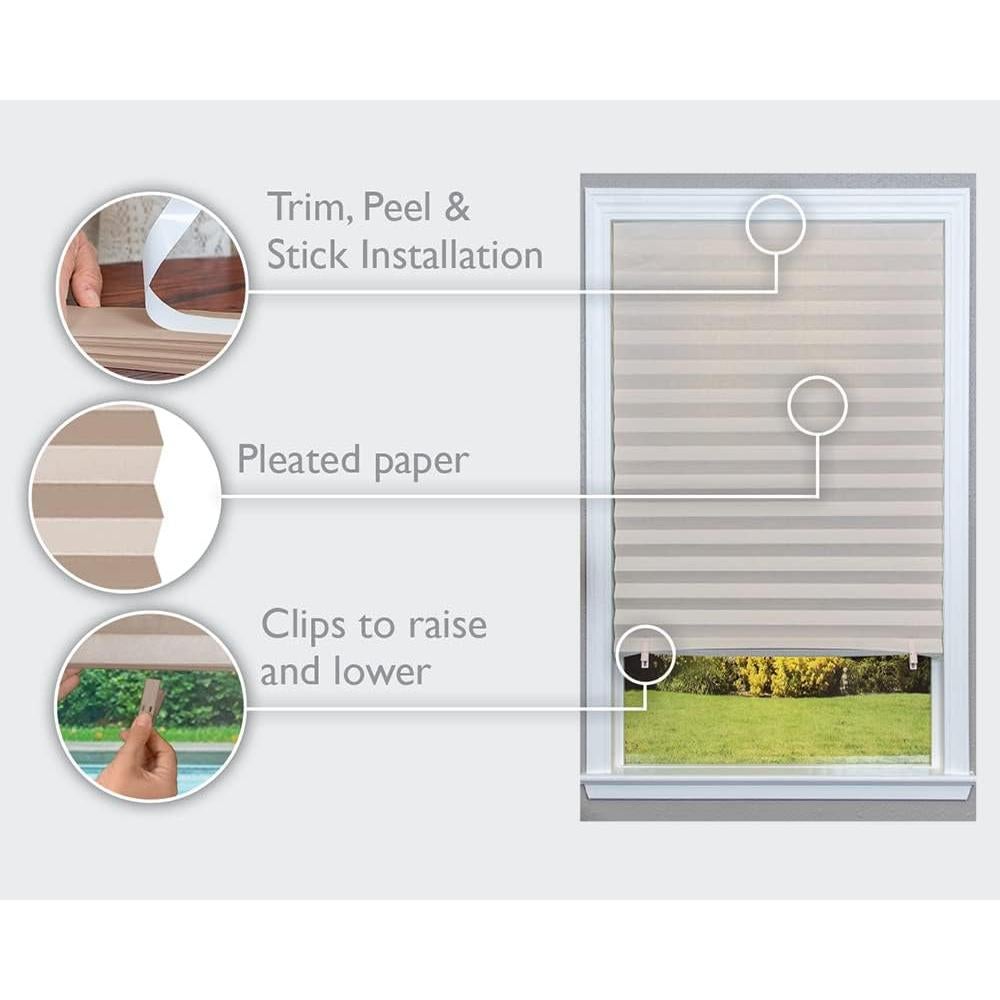 Cortina Plegada Filtro de Luz Redi Shade Natural 91x183 cm 6 Pzas