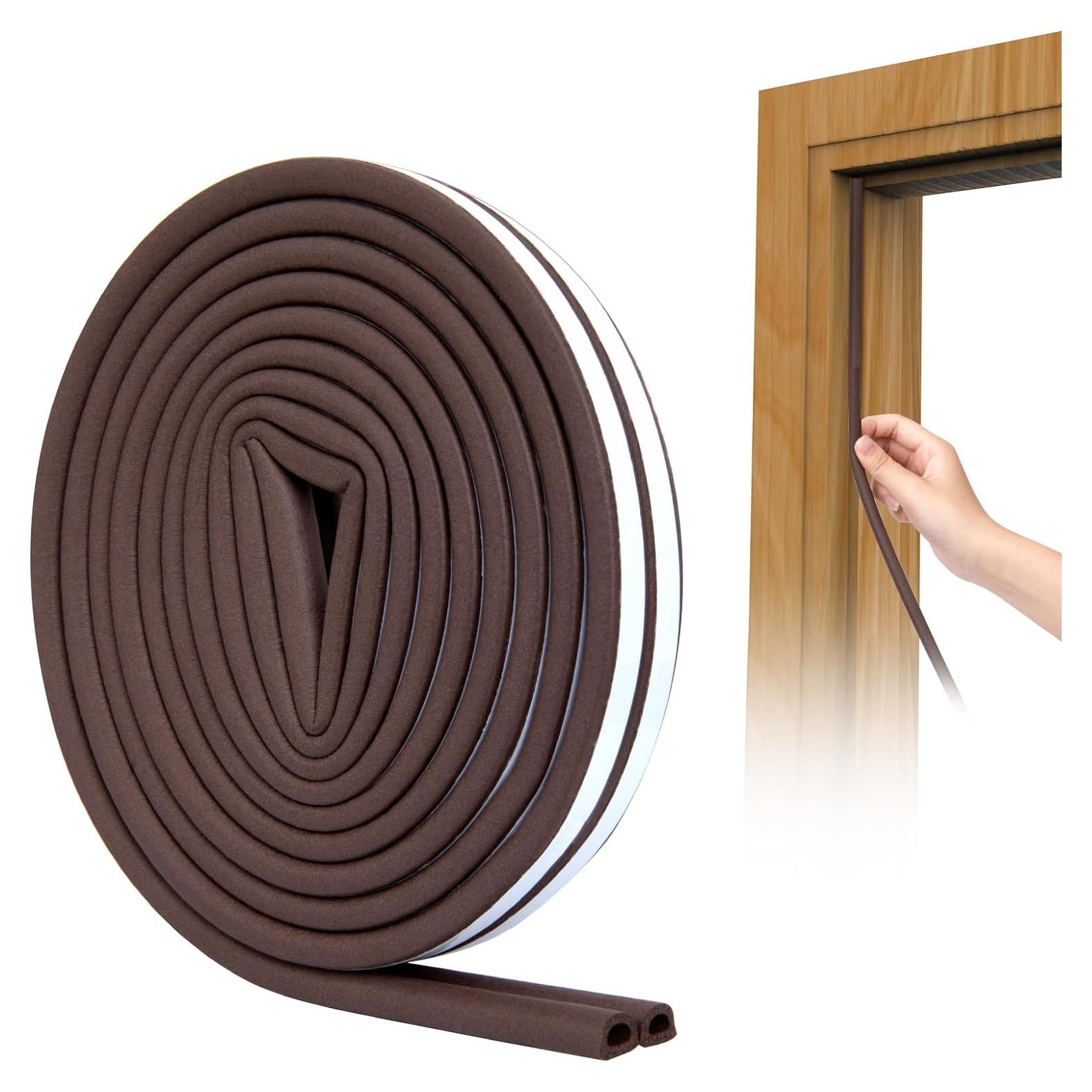 SUNMON Sello de Puerta D-Tipo Aislamiento Espuma 6m Marrón