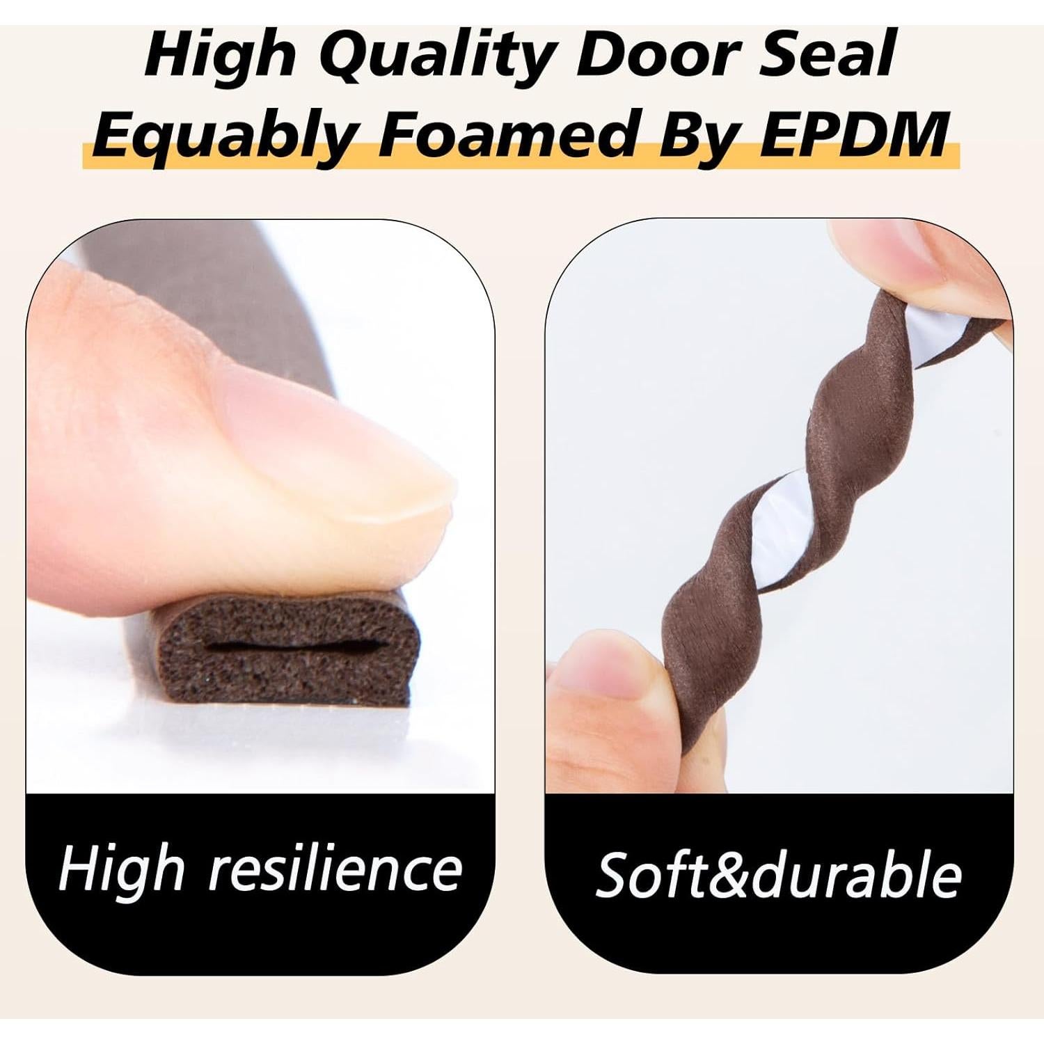 SUNMON Sello de Puerta D-Tipo Aislamiento Espuma 6m Marrón