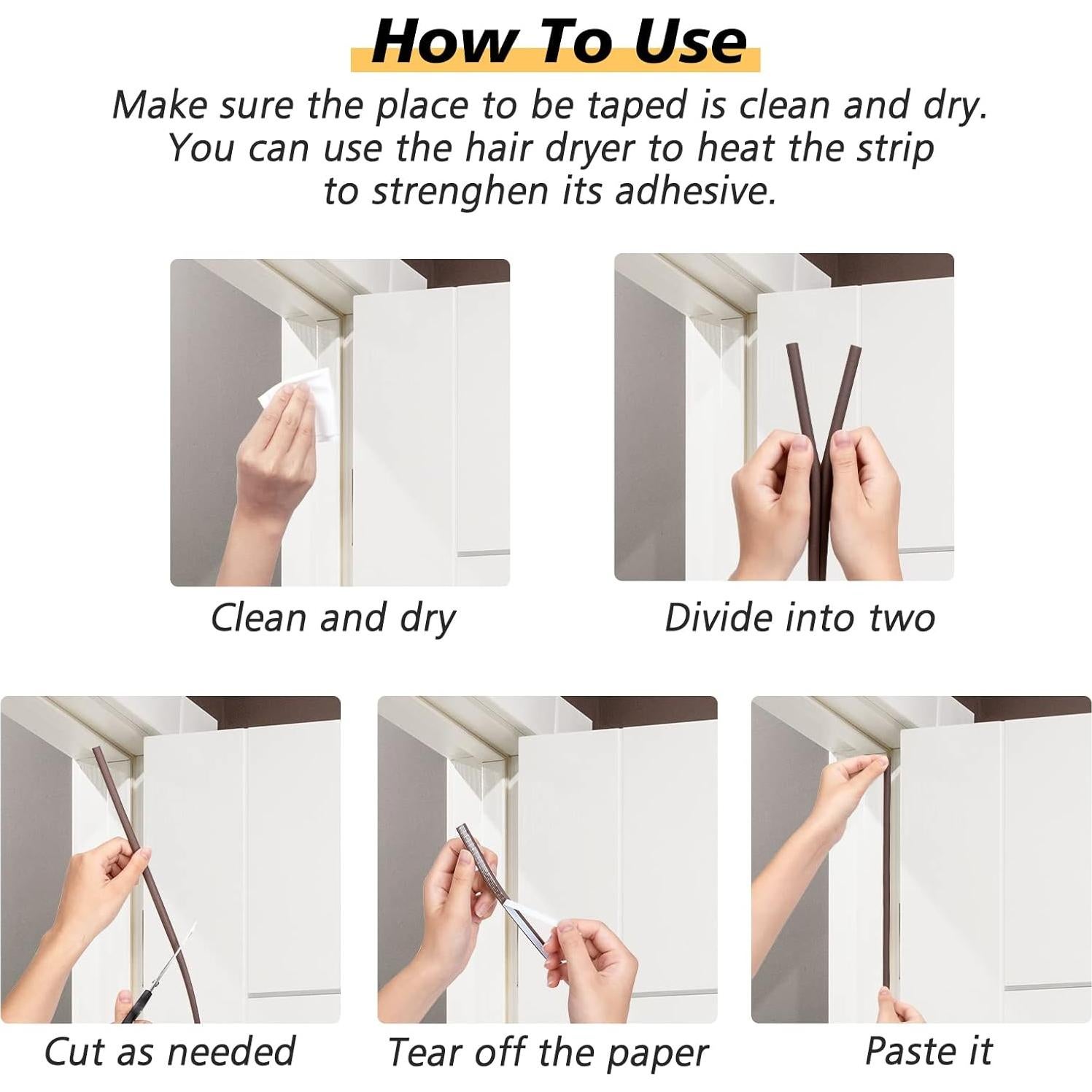 SUNMON Sello de Puerta D-Tipo Aislamiento Espuma 6m Marrón